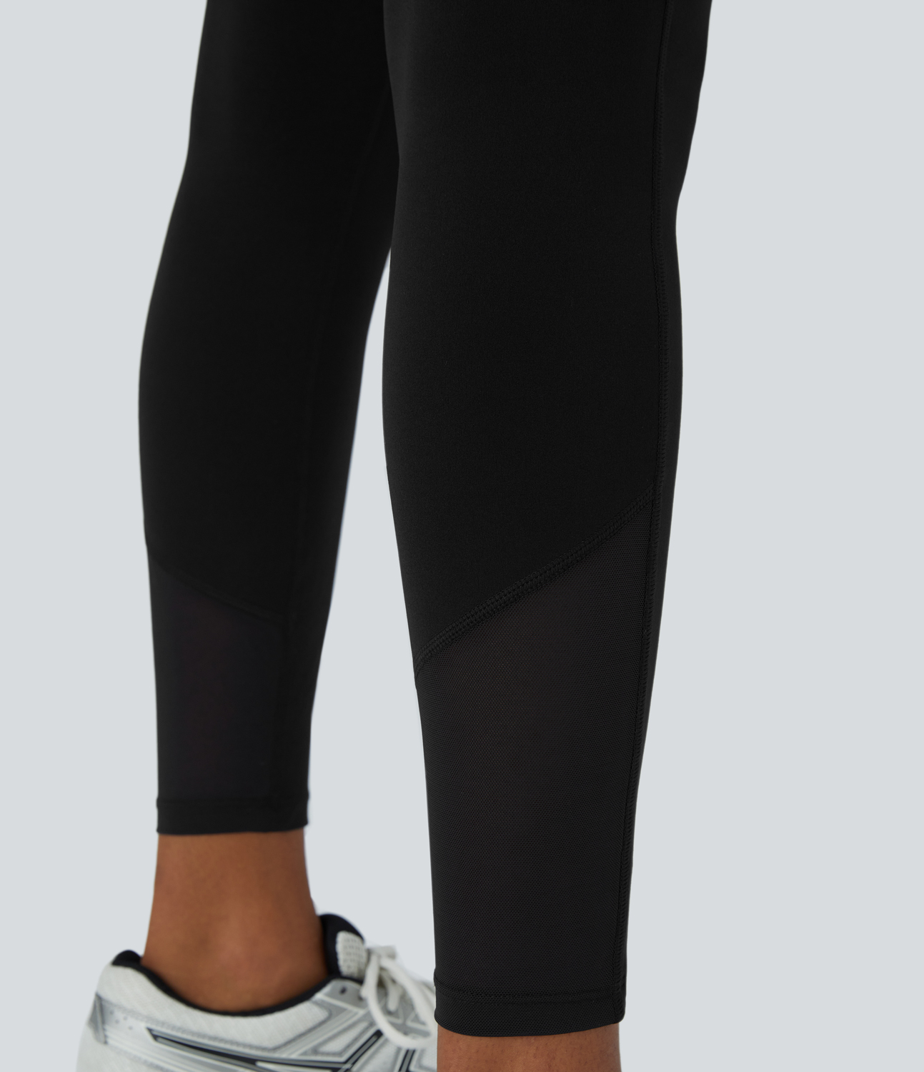 Halara High Waisted Side Crossover Pocket Contrast Mesh 7/8 Yoga Leggings  - Black - S(7/8) gym leggings leggings with pockets 