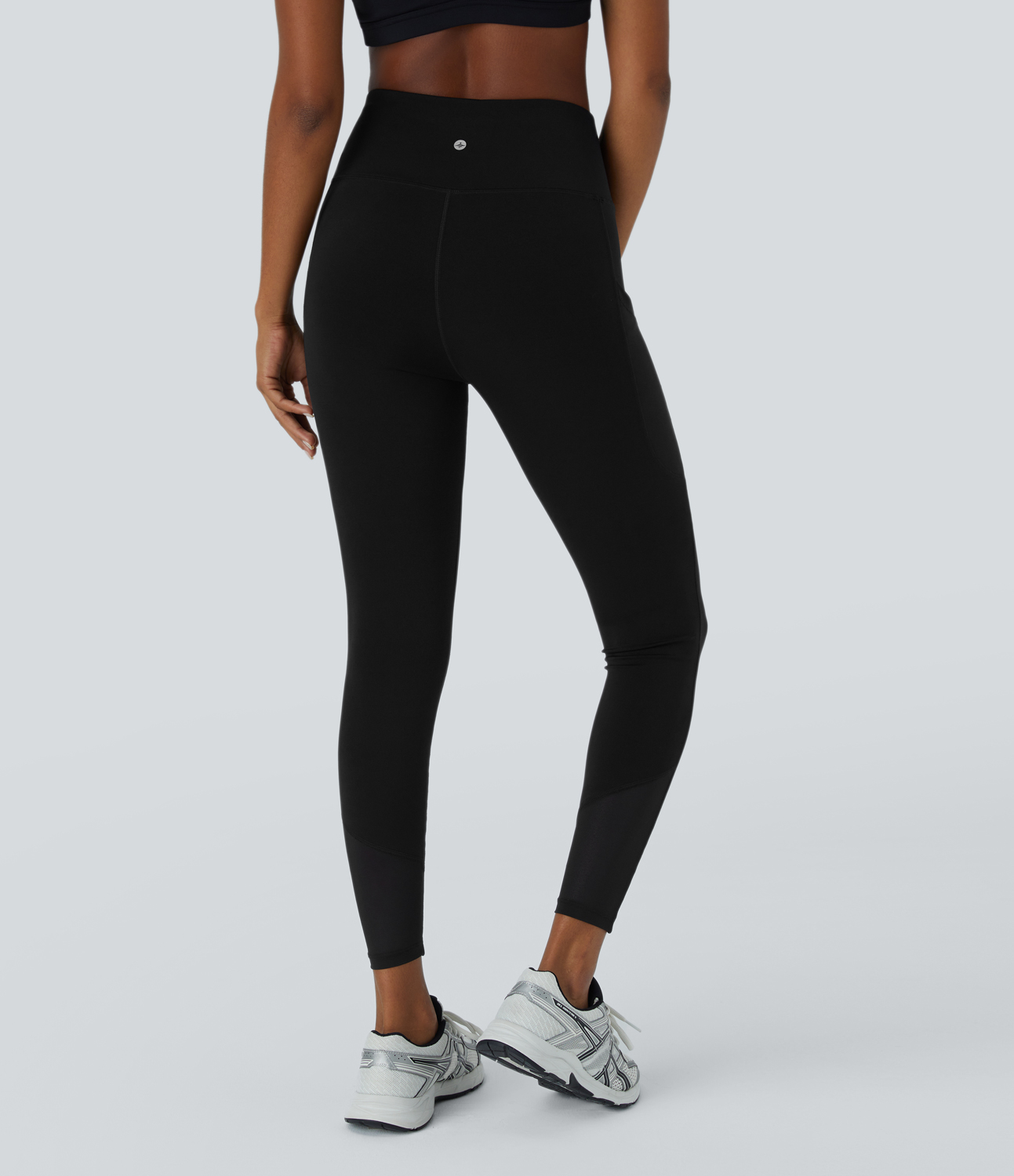 Halara High Waisted Side Crossover Pocket Contrast Mesh 7/8 Yoga Leggings  - Black - S(7/8) gym leggings leggings with pockets 
