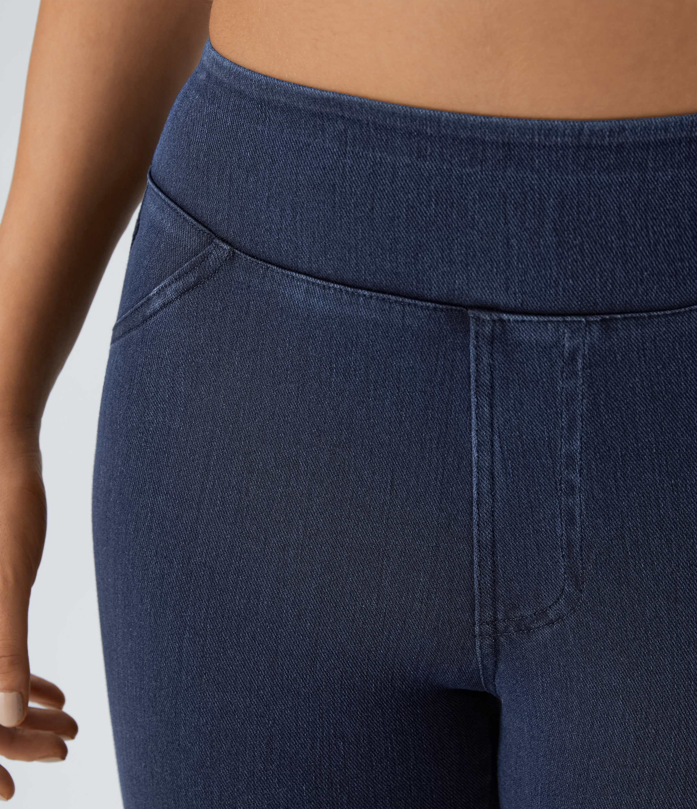 Halara HalaraMagicв„ў High Waisted Back Side Pocket Stretchy Knit Denim Casual Leggings  - Moonlit Ocean - M 