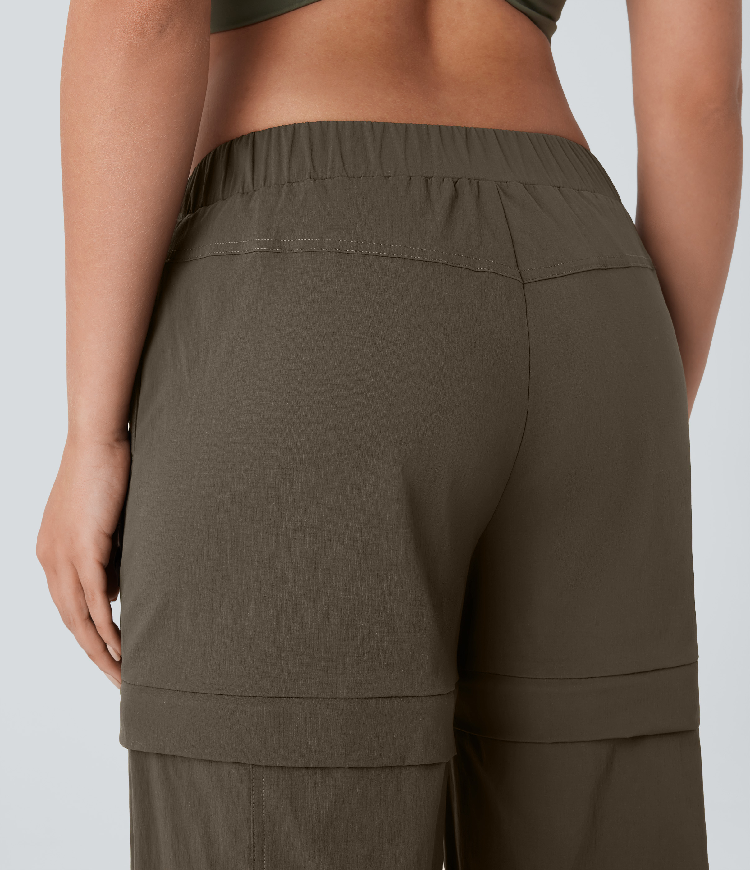 Halara Water Repellent Low Rise Belted Multiple Pockets Adjustable Drawcord Ripstop Hiking Pants  - Twilight Green - XS(regular) 
