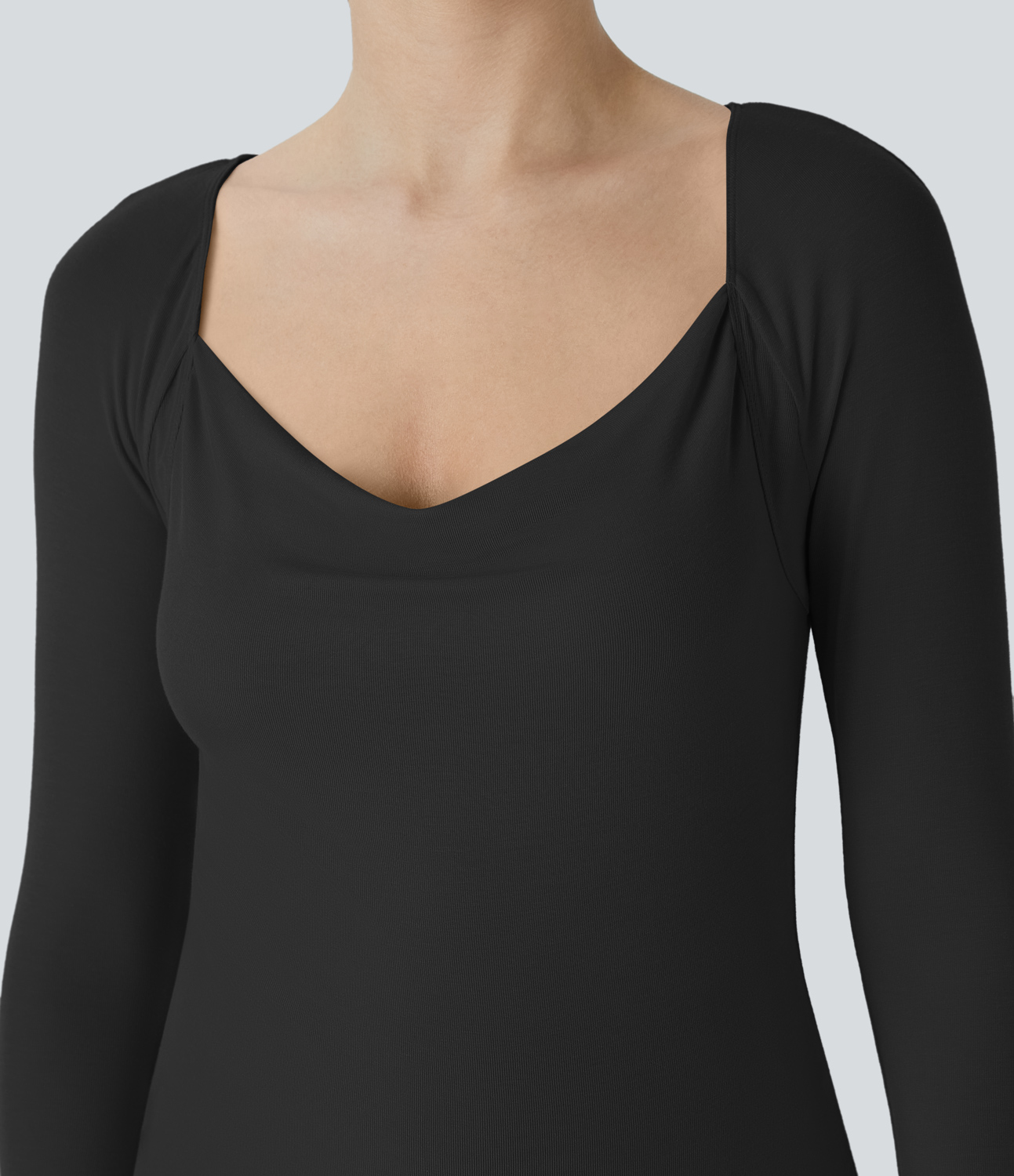 Halara Ribbed Cowl Neck Long Sleeve Slim Work Top Tank Top - Black - XL golf tops halter top tunic tops sleeveless tops backless top 