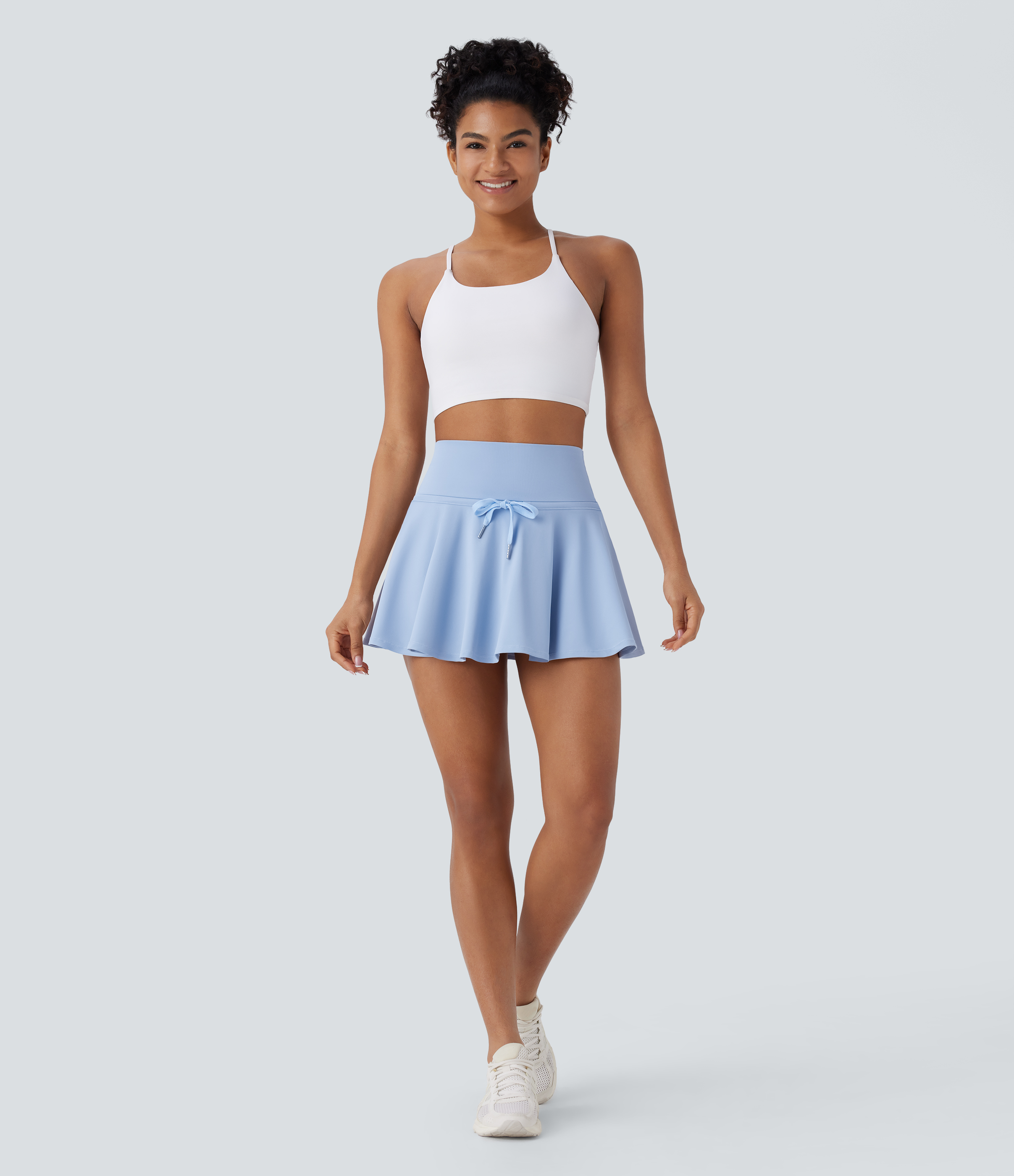 Halara Softlyzeroв„ў QuickDry SoCinched High Waisted Tummy Control Drawstring 2-in-1 Side Pocket Mini Quick Dry Tennis Skirt  - Sky Blue - M(regular) 