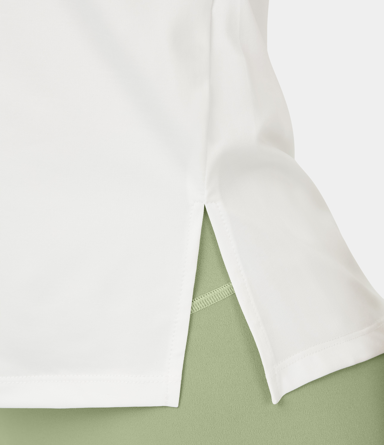 Halara Contrast Mesh Cut Out Side Split Yoga Sports Top  - White - S 