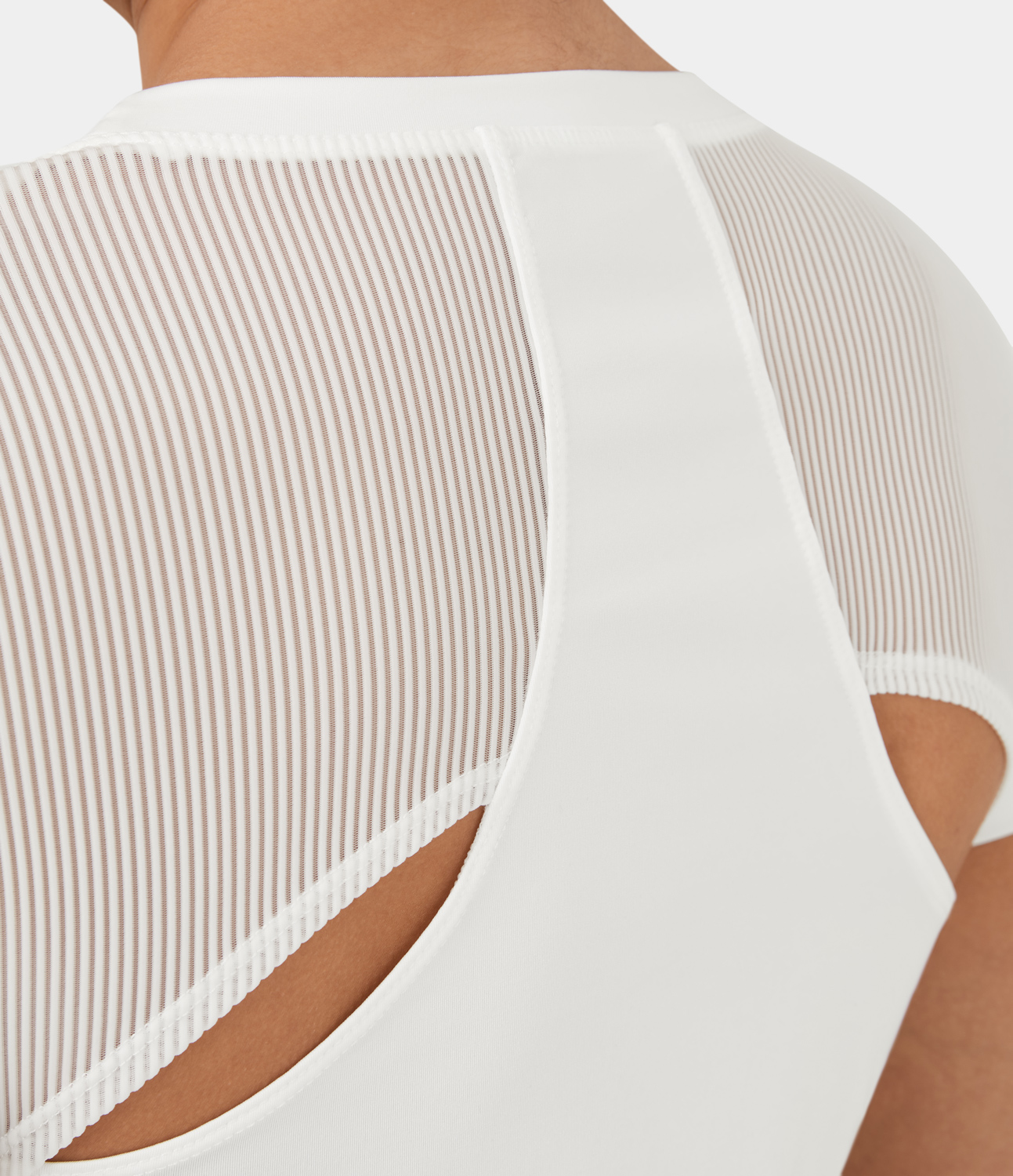 Halara Contrast Mesh Cut Out Side Split Yoga Sports Top  - White - S 