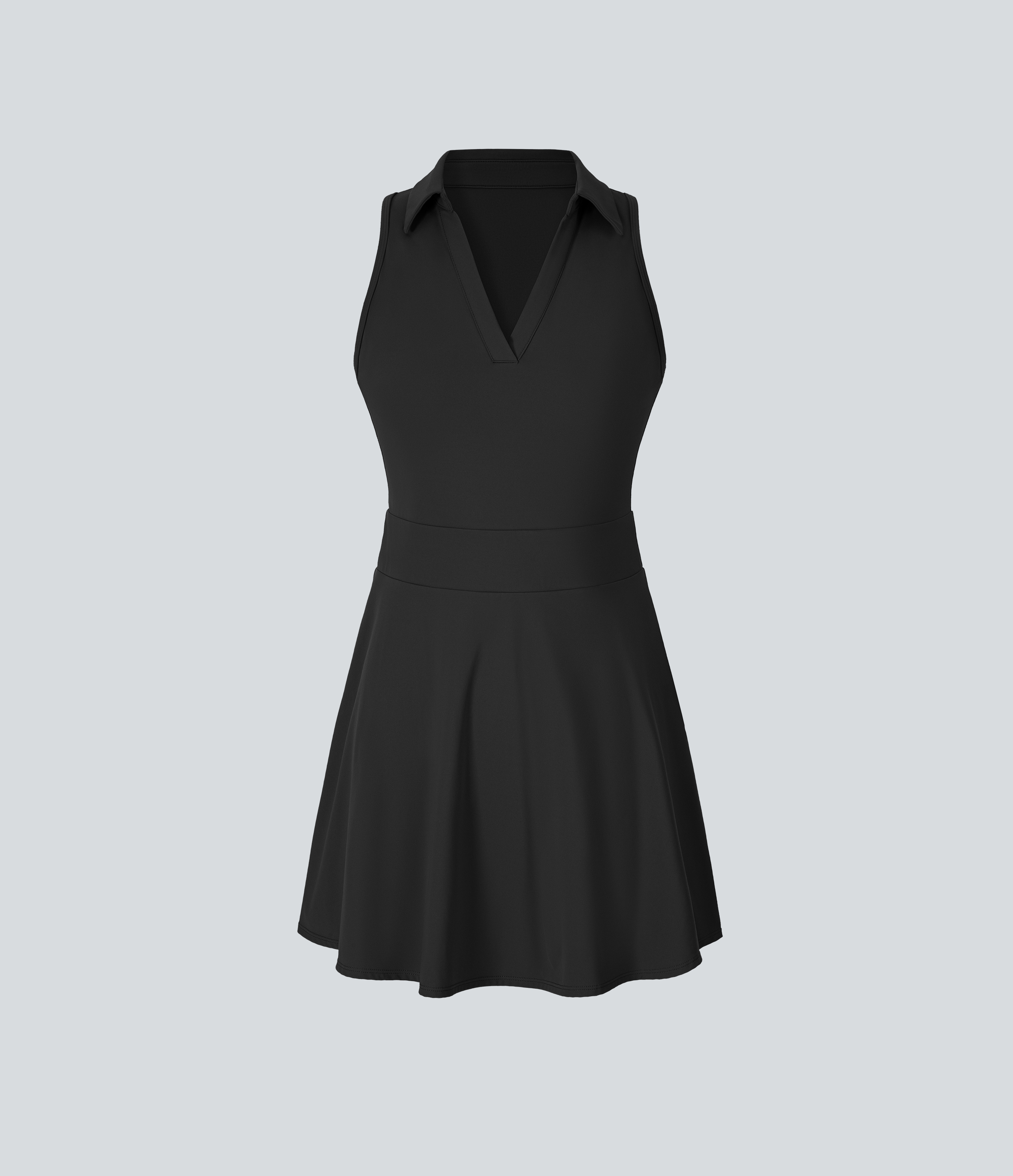 Halara Softlyzeroв„ў Airy Polo Collar 2-Piece Pocket Cool Touch Flare Mini Golf Active Dress-Golf Tee Pocket Workout Dress - Black - S 