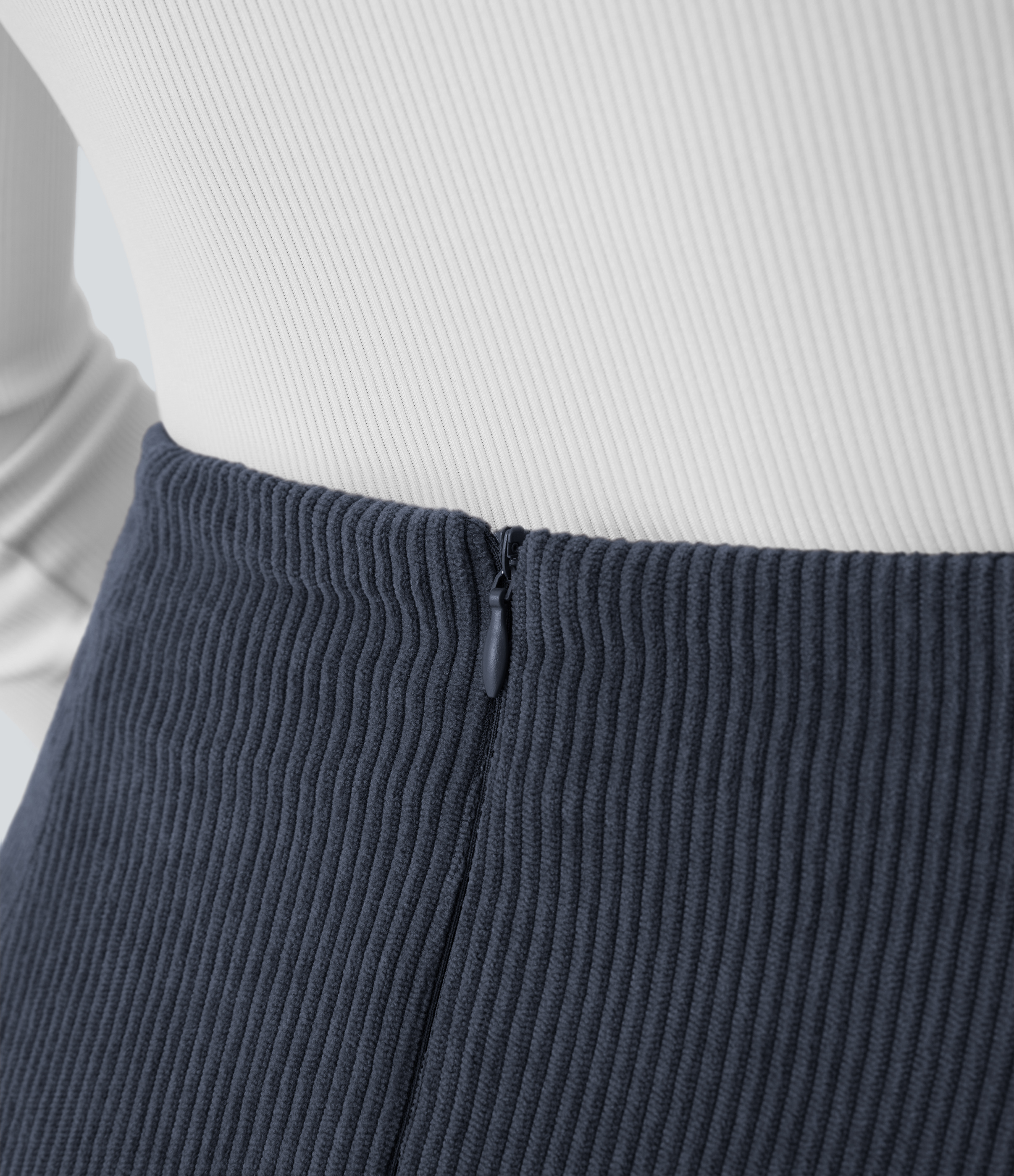 Halara High Waisted Invisible Zipper 2-in-1 A Line Mini Corduroy Casual Skirt  - Dress Blues - XS(regular) 
