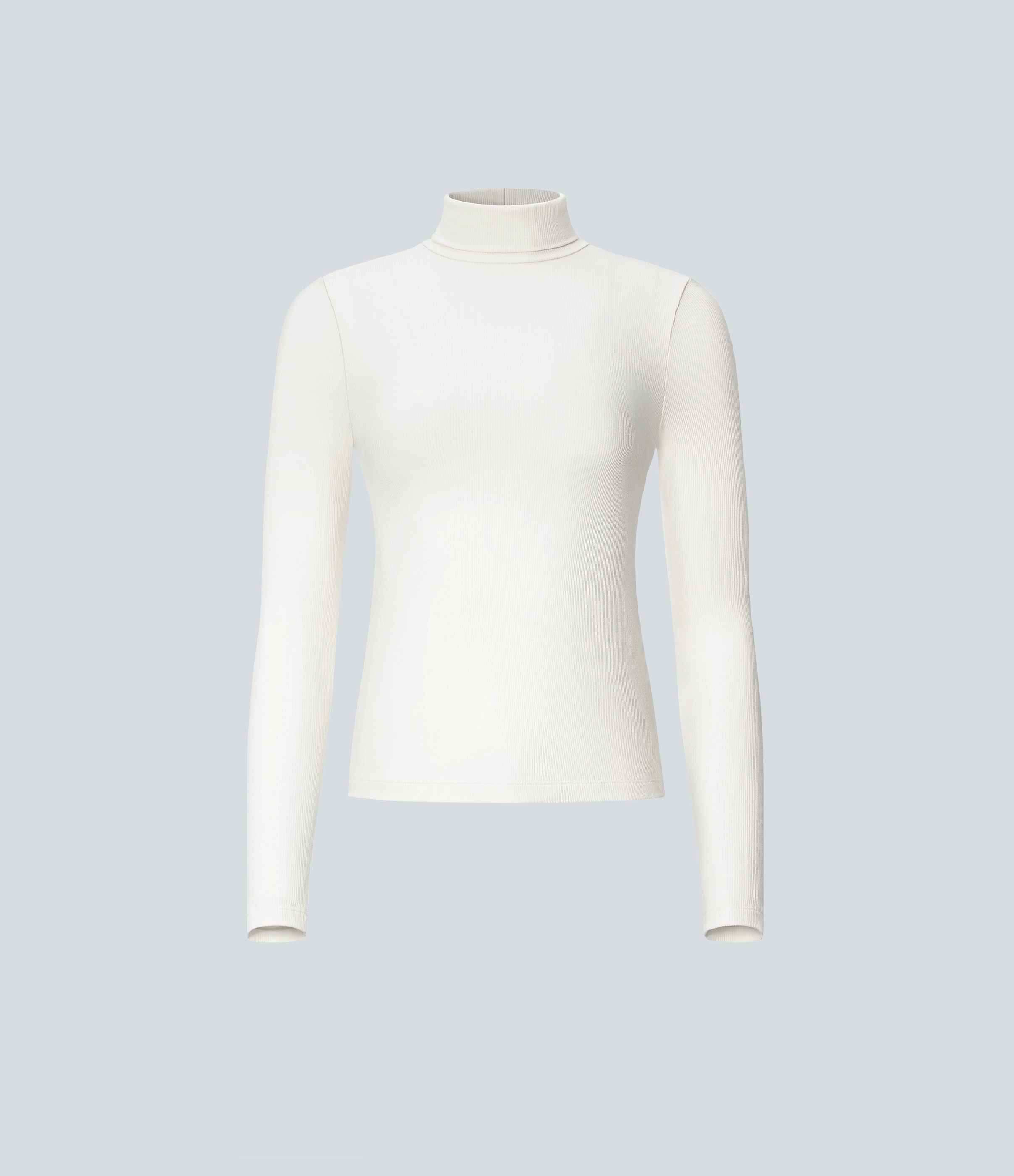 Halara Ribbed Knit High Collar Long Sleeve Casual Top Tank Top - White - XL golf tops halter top tunic tops sleeveless tops backless top 