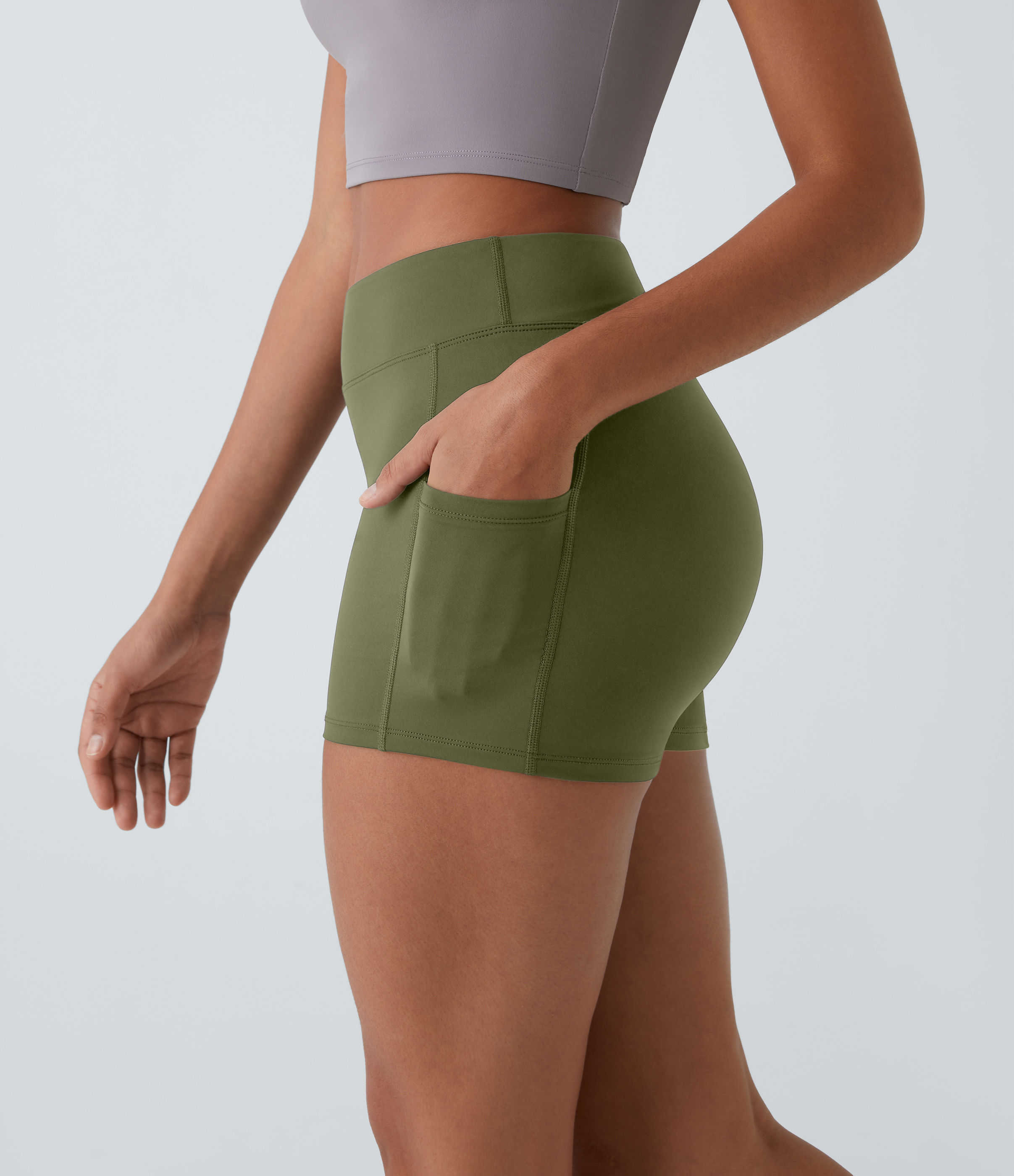 Halara Cloudfulв„ў Air Fabric High Waisted Side Pocket Plain Cool Touch Yoga Shorts 3.5