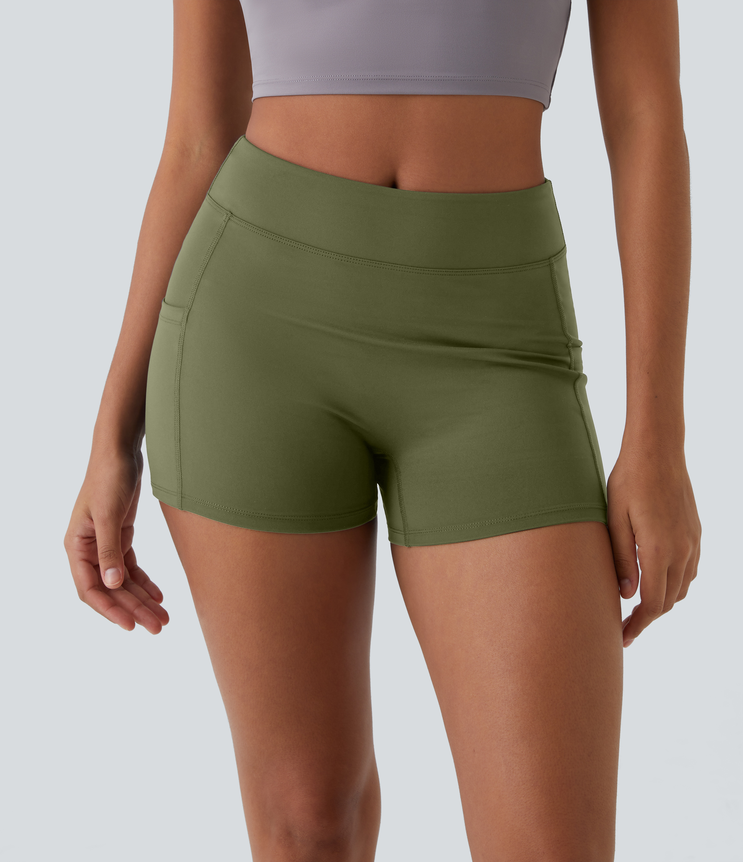 Halara Cloudfulв„ў Air Fabric High Waisted Side Pocket Plain Cool Touch Yoga Shorts 3.5