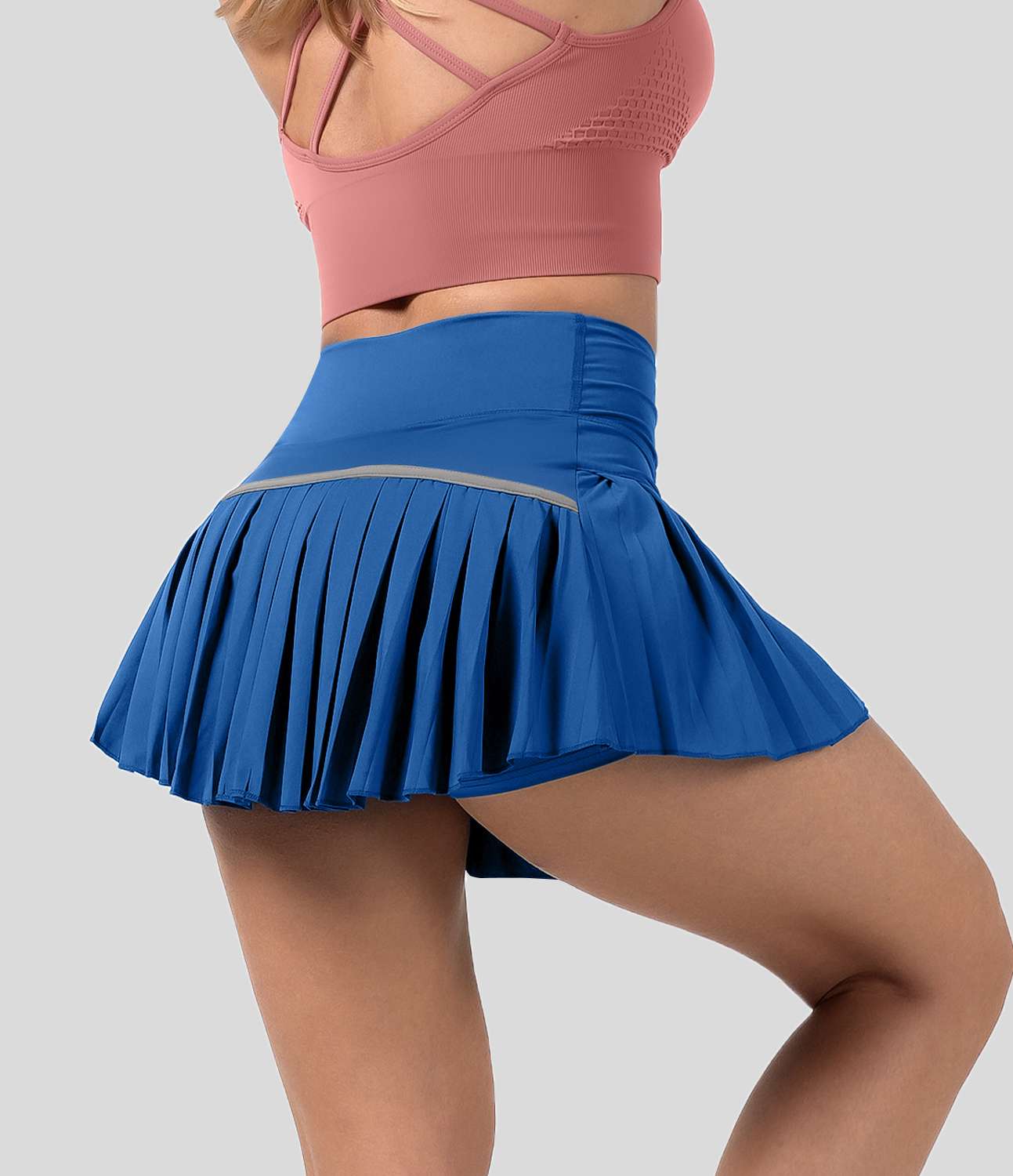 Halara Mid Rise 2-in-1 Side Pocket Pleated Mini Tennis Skirt  - Nebulas Blue - XL midi skirt a line skirt golfing skirt pleated tennis skirt 
