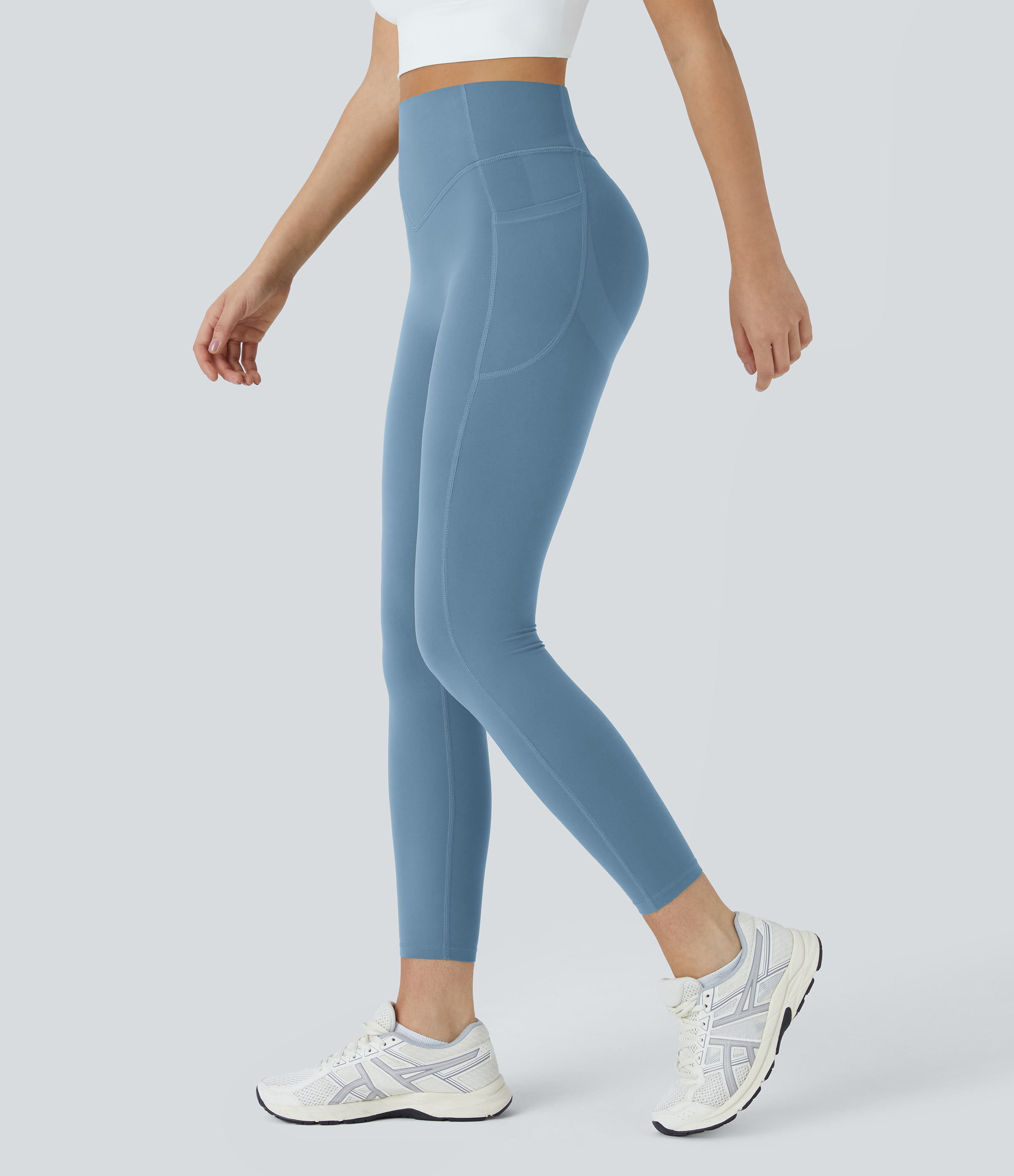 Halara SoCinched High Waisted Butt Lifting Tummy Control Side Pocket Shaping Training UltraSculpt Leggings  - Whale Blue - XL(7/8) 