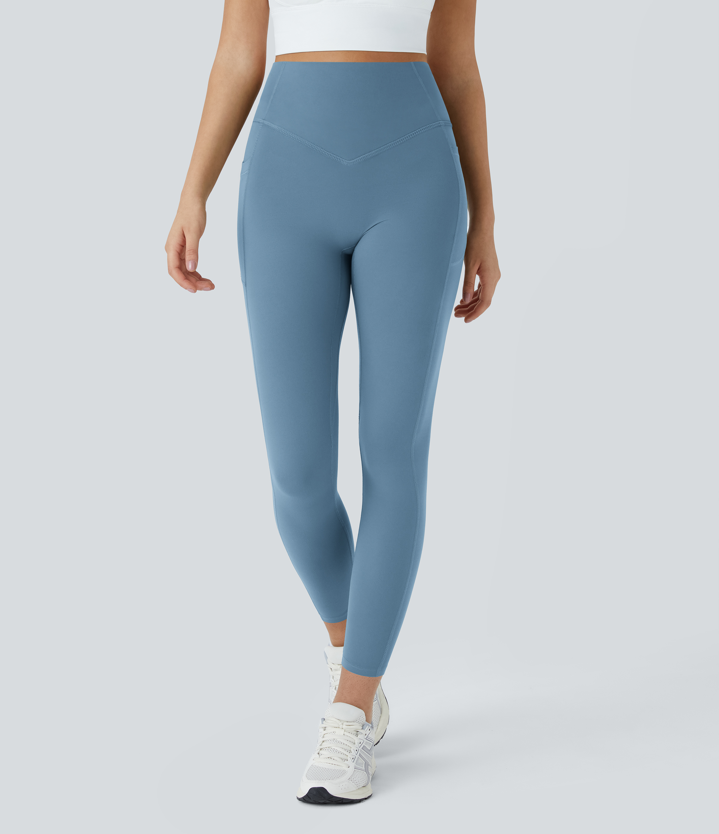 Halara SoCinched High Waisted Butt Lifting Tummy Control Side Pocket Shaping Training UltraSculpt Leggings  - Whale Blue - XL(7/8) 