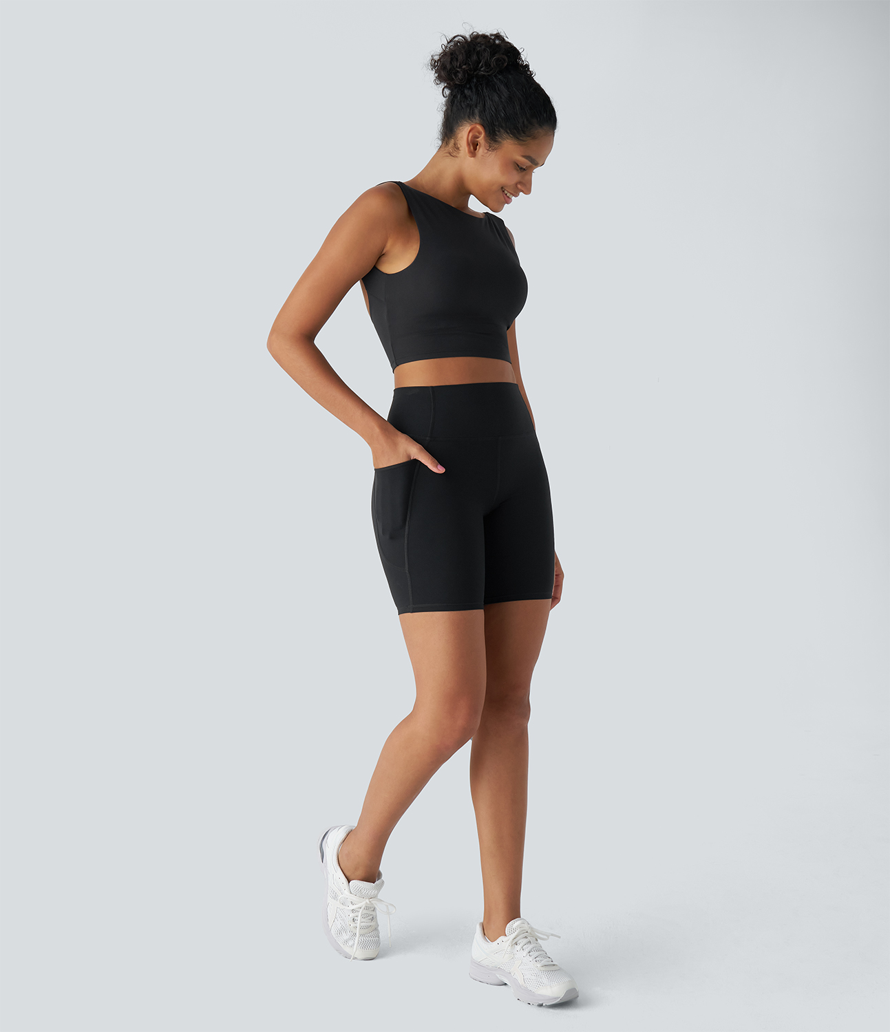 Halara Halara UltraSculptв„ў SoCinched High Waisted Tummy Control Side Pocket Training Biker Shorts 7``  - Black - XL biker shorts women 