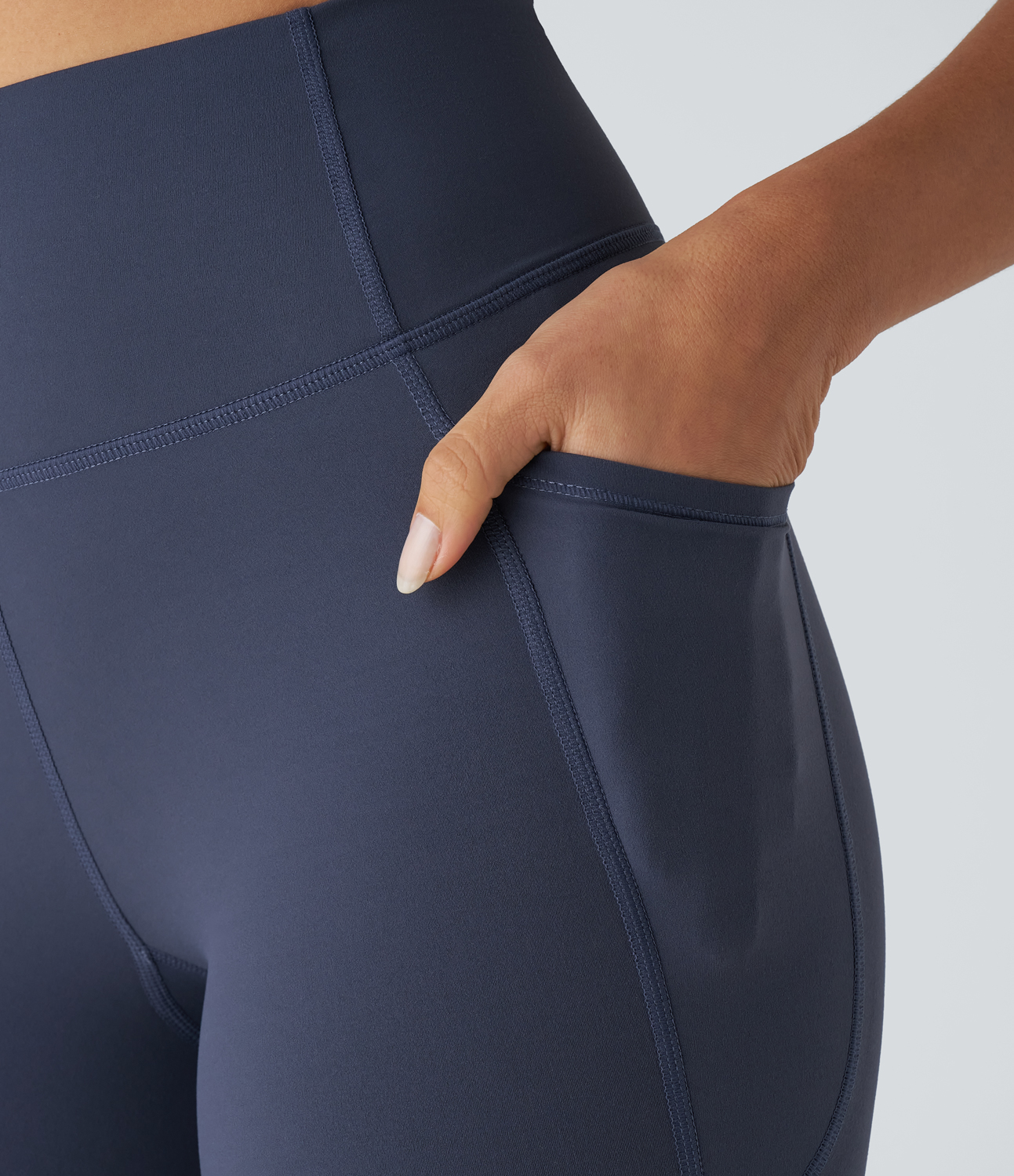Halara Halara UltraSculptв„ў SoCinched High Waisted Tummy Control Side Pocket Training Biker Shorts 7``  - Mood Indigo - L biker shorts women 
