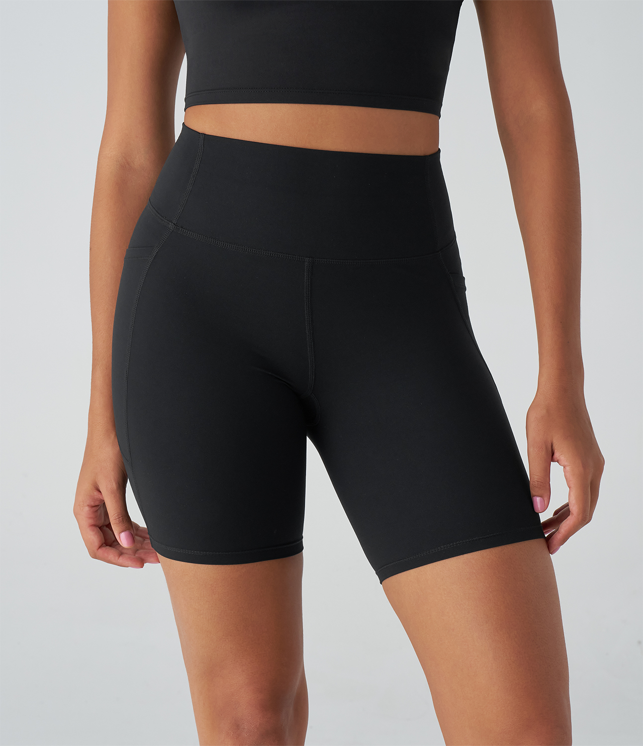 Halara Halara UltraSculptв„ў SoCinched High Waisted Tummy Control Side Pocket Training Biker Shorts 7``  - Black - XL biker shorts women 