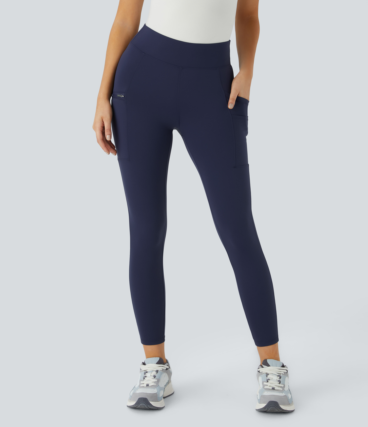 Halara Softlyzeroв„ў Airy Mid Rise Side Pocket Cool Touch Work 7/8 Leggings  - Peacoat - XL(7/8) 