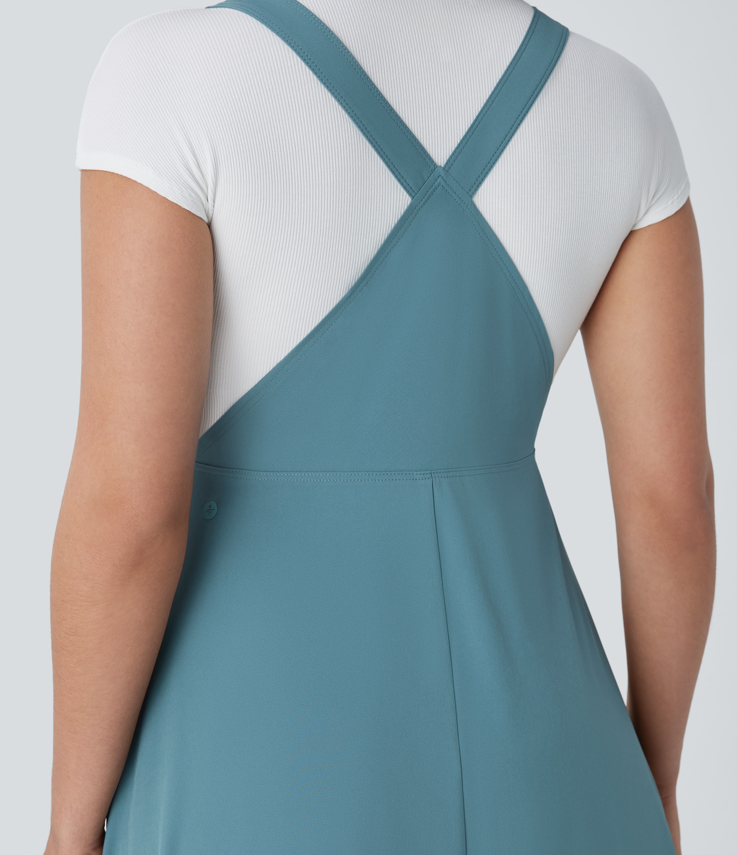Halara Breezefulв„ў Adjustable Strap Button Multiple Pockets Flowy Quick Dry Midi Casual Dress Casual Dress - Stone Blue - S slip dress 