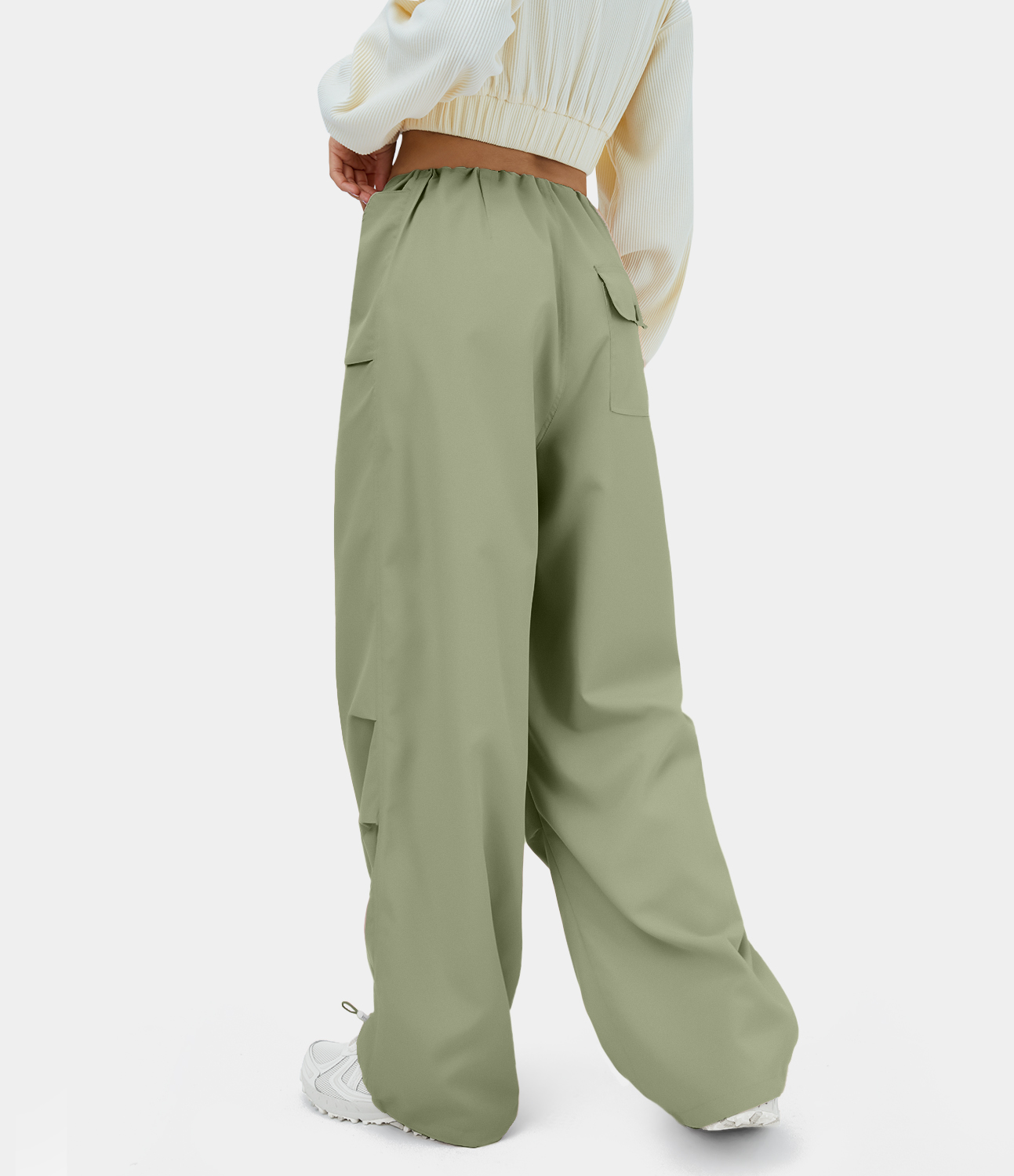 Halara Mid Rise Drawstring Multiple Pockets Casual Cargo Joggers  - Lawn Green - XXL 
