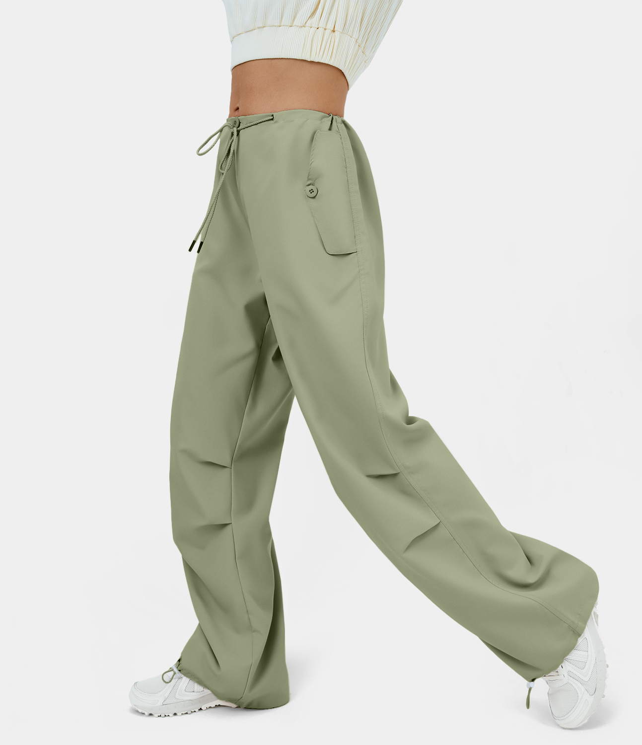 Halara Mid Rise Drawstring Multiple Pockets Casual Cargo Joggers  - Lawn Green - XXL 