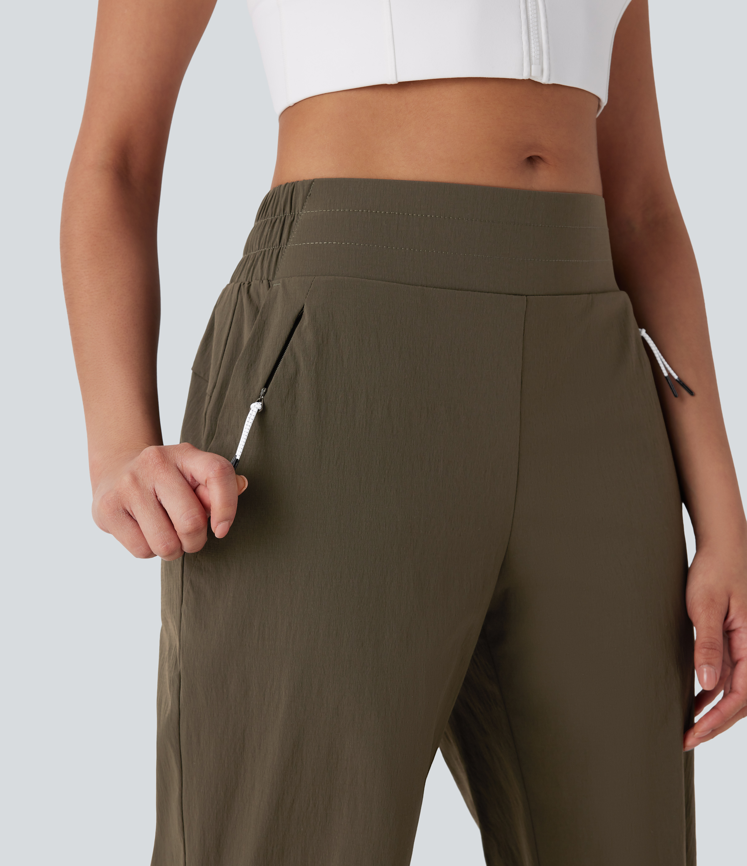 Halara Wear-Resistant Mid Rise Side Pocket Straight Leg Dance Pants  - Twilight Green - S(regular) 
