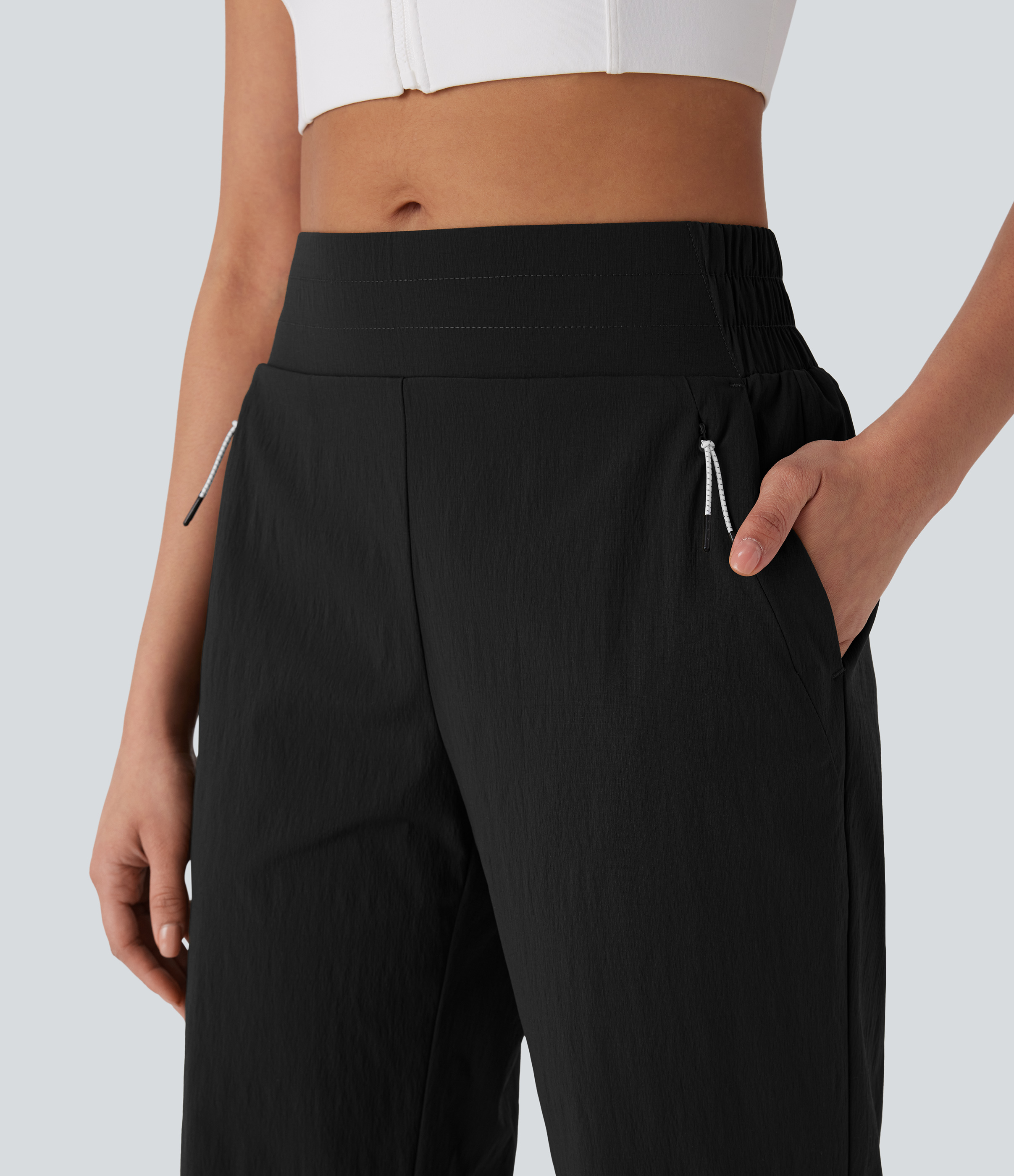 Halara Wear-Resistant Mid Rise Side Pocket Straight Leg Dance Pants  - Black - S(regular) 