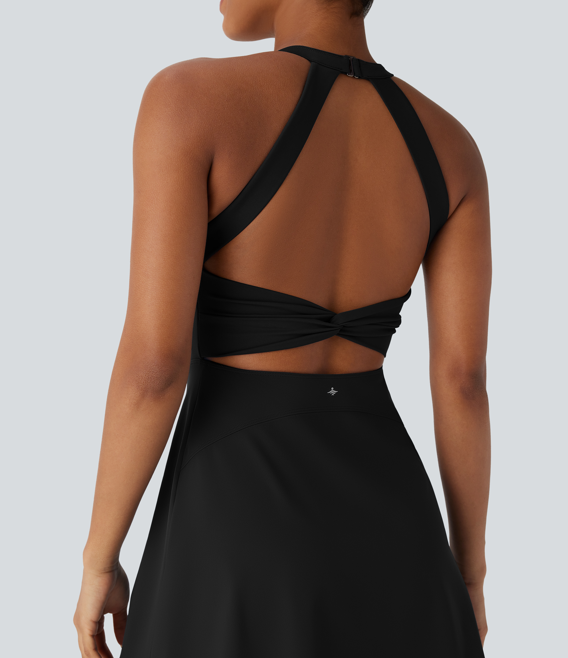 Halara Softlyzeroв„ў Airy Backless Twisted A Line Cool Touch Mini Dance Active Dress-Easy Peezy Edition Workout Dress - Black - XS 