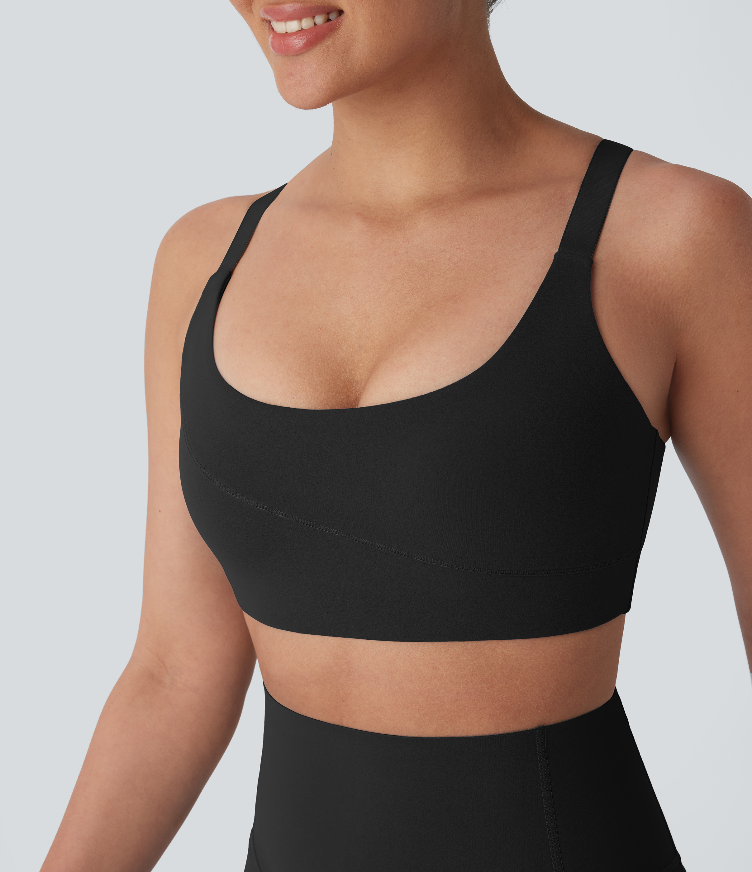 Halara Halara UltraSculptв„ў Medium Support  U Neck Adjustable Strap Workout Sports Bra  - Black - L push up bra strapless bra backless bra 
