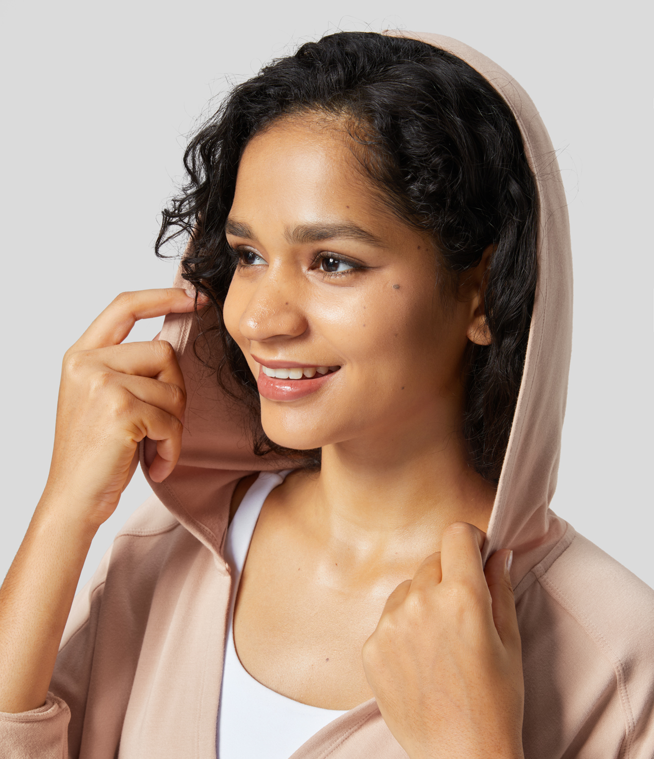 Halara V Neck Hooded Flounce Sleeve Crossover Tiered Ruffle Hem Solid Casual Top Tank Top - Novelle Peach - XL golf tops halter top 