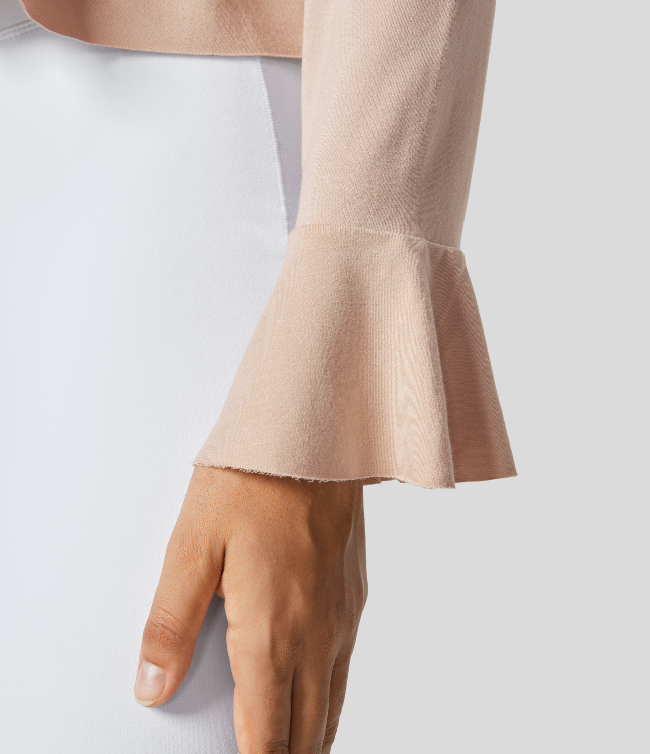 Halara V Neck Hooded Flounce Sleeve Crossover Tiered Ruffle Hem Solid Casual Top Tank Top - Novelle Peach - XL golf tops halter top 