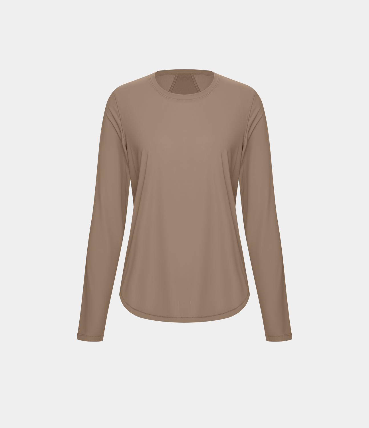 Halara Round Neck Curved Hem Contrast Mesh Yoga Sports Top  - Amphora - L 