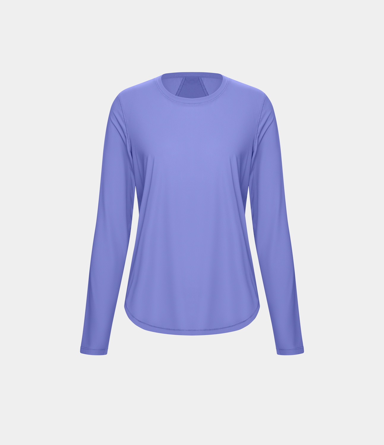 Halara Round Neck Curved Hem Contrast Mesh Yoga Sports Top  - Jacaranda - S 