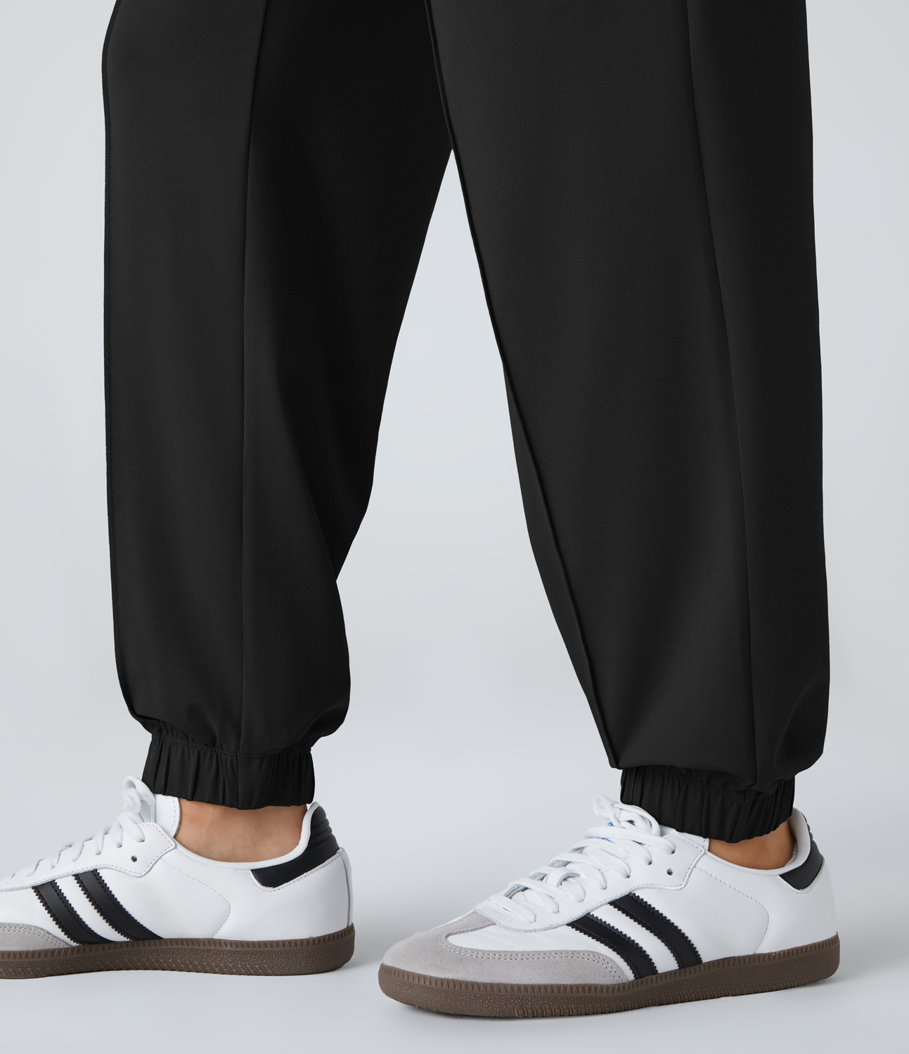 Halara High Waisted Side Pocket Plicated Casual Joggers  - Black - L(regular) 