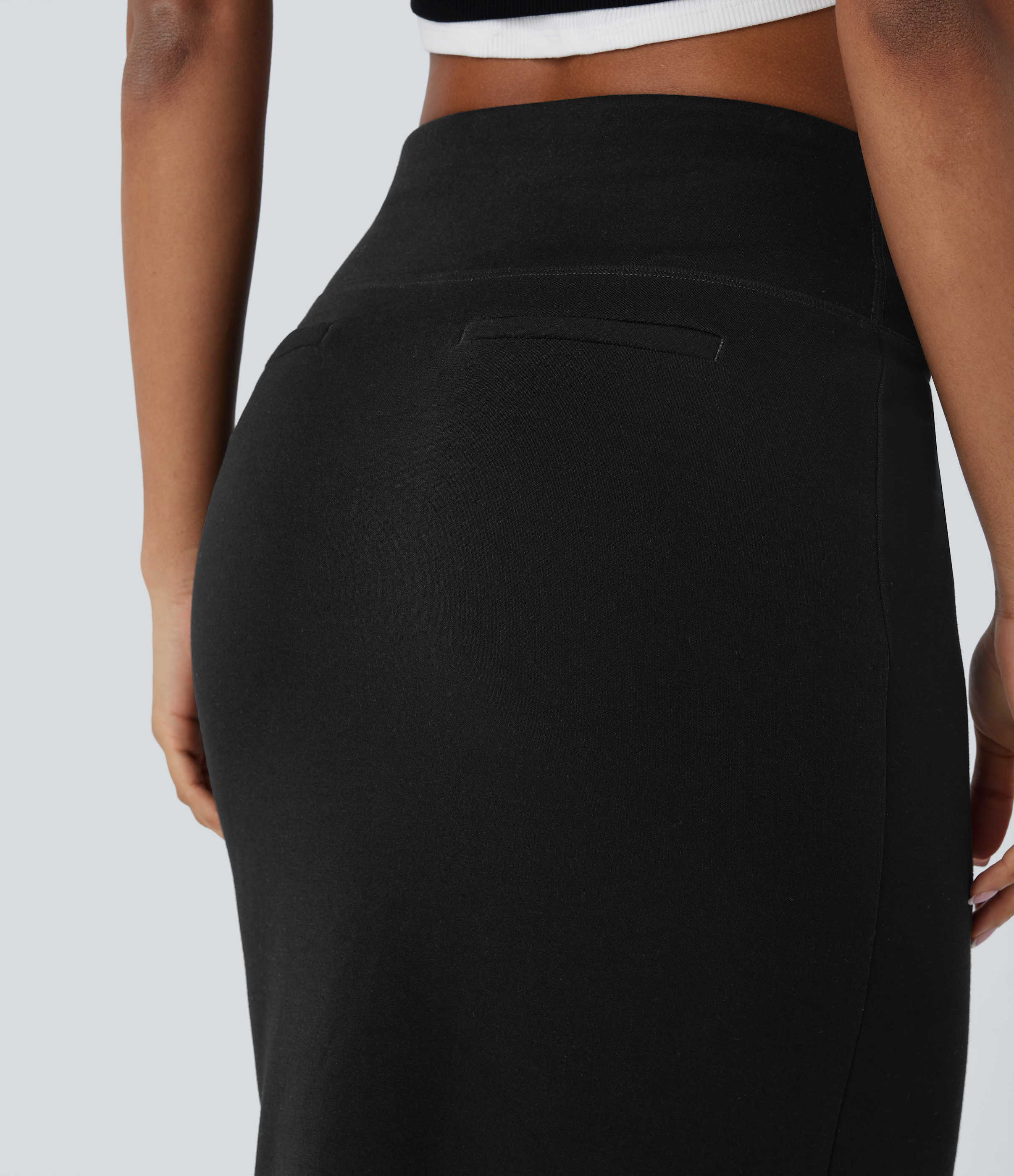 Halara SoCinched Mid Rise Tummy Control Drawstring Bodycon Maxi Casual Mermaid Skirt  - Black - XS(regular) 