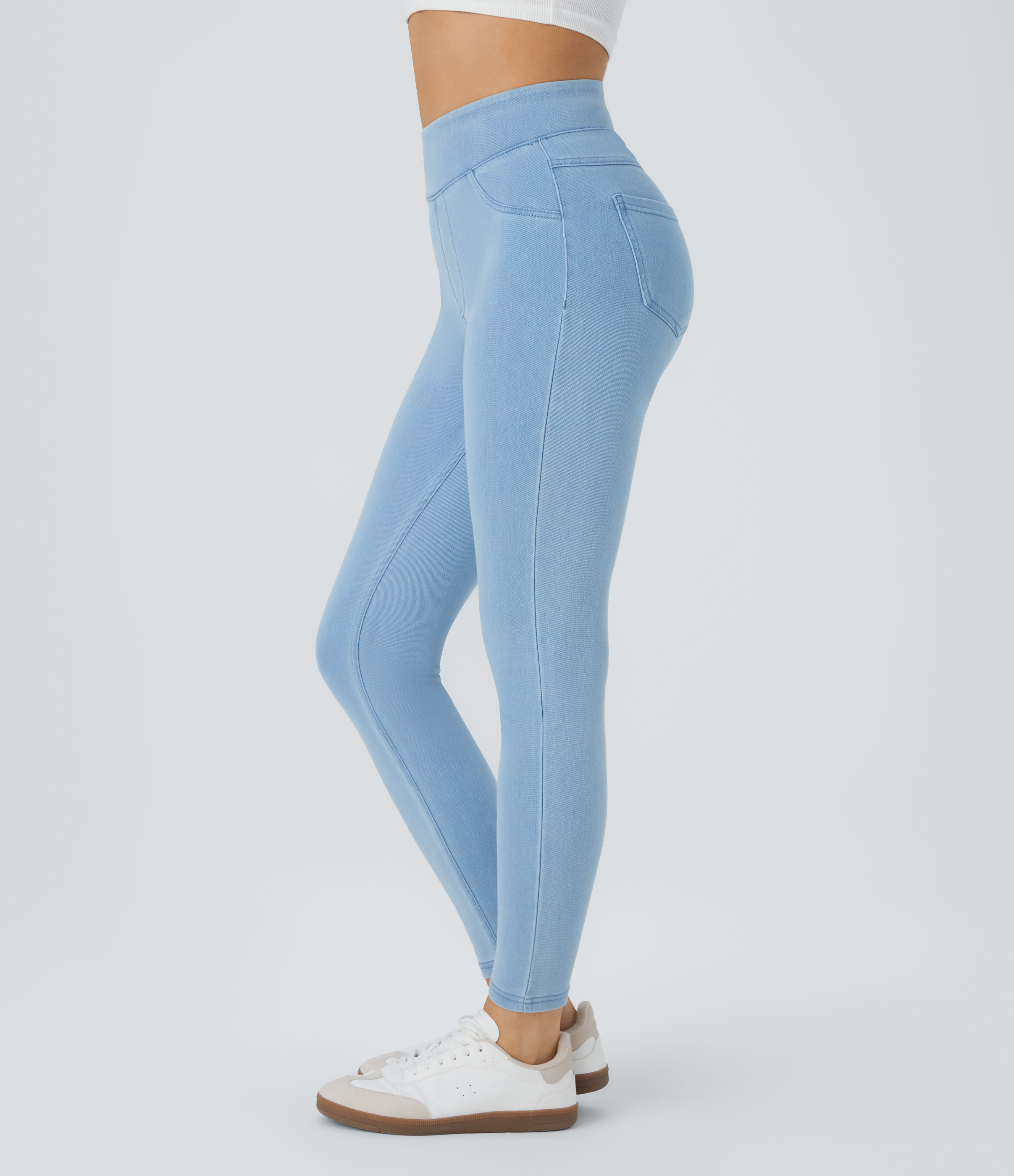 Halara HalaraMagicв„ў High Waisted Back Side Pocket Stretchy Knit Denim Casual Leggings  - Allure - XL 