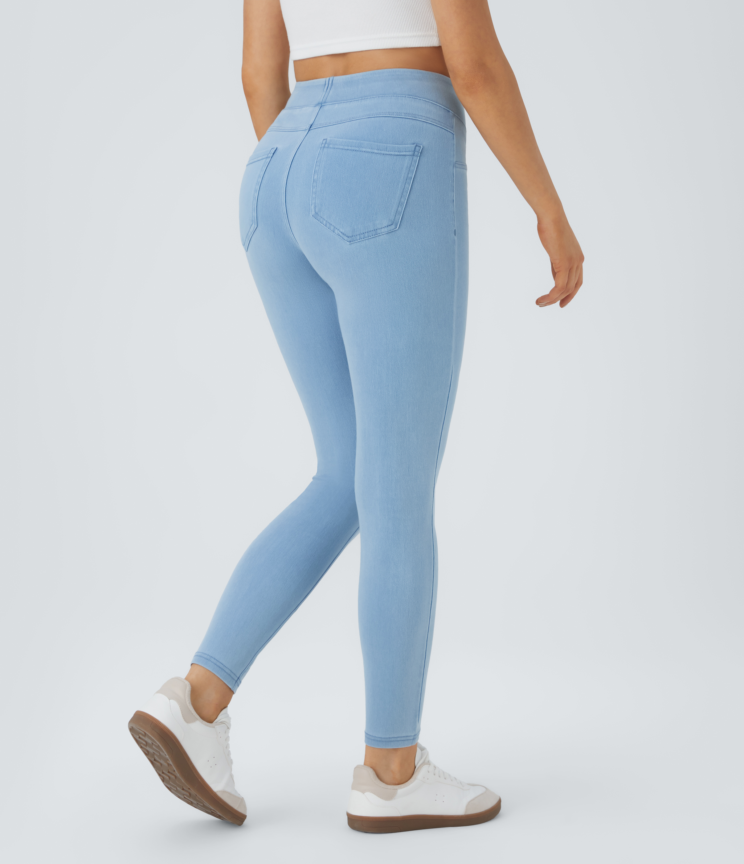 Halara HalaraMagicв„ў High Waisted Back Side Pocket Stretchy Knit Denim Casual Leggings  - Allure - XL 