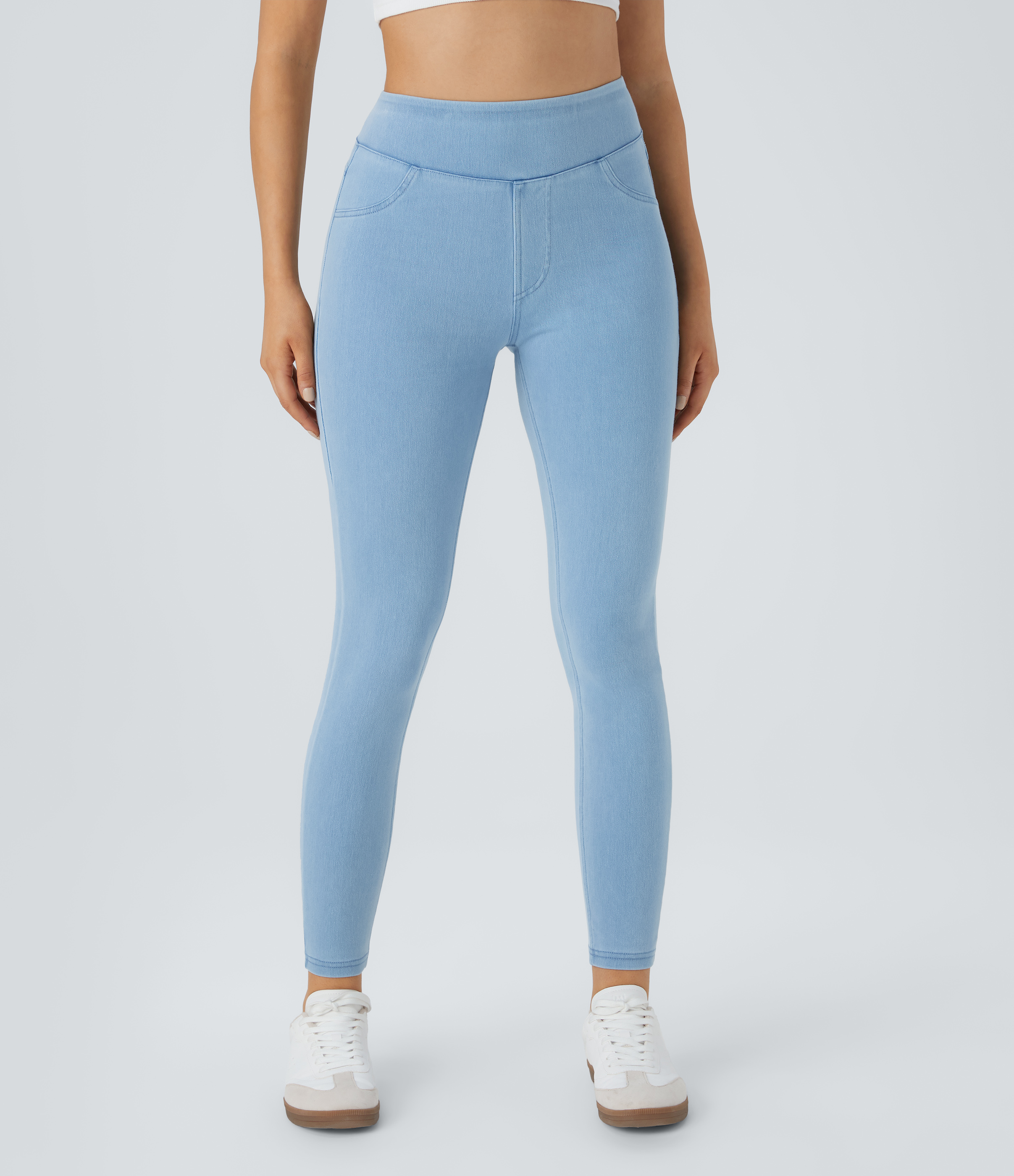 Halara HalaraMagicв„ў High Waisted Back Side Pocket Stretchy Knit Denim Casual Leggings  - Allure - XL 