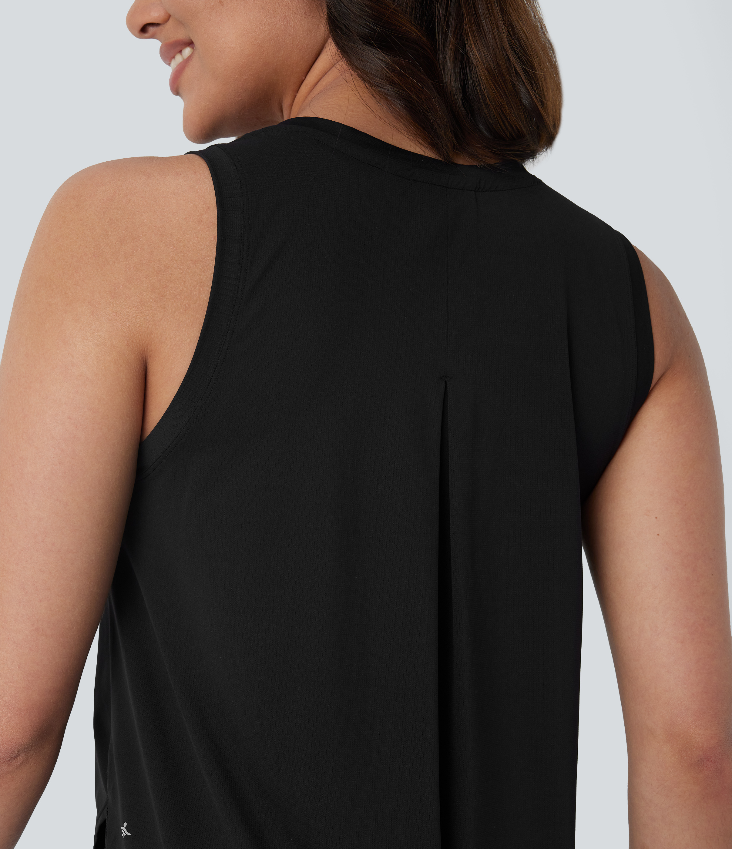 Halara Round Neck Sleeveless Curved Hem Yoga Sports Top  - Black - XL 