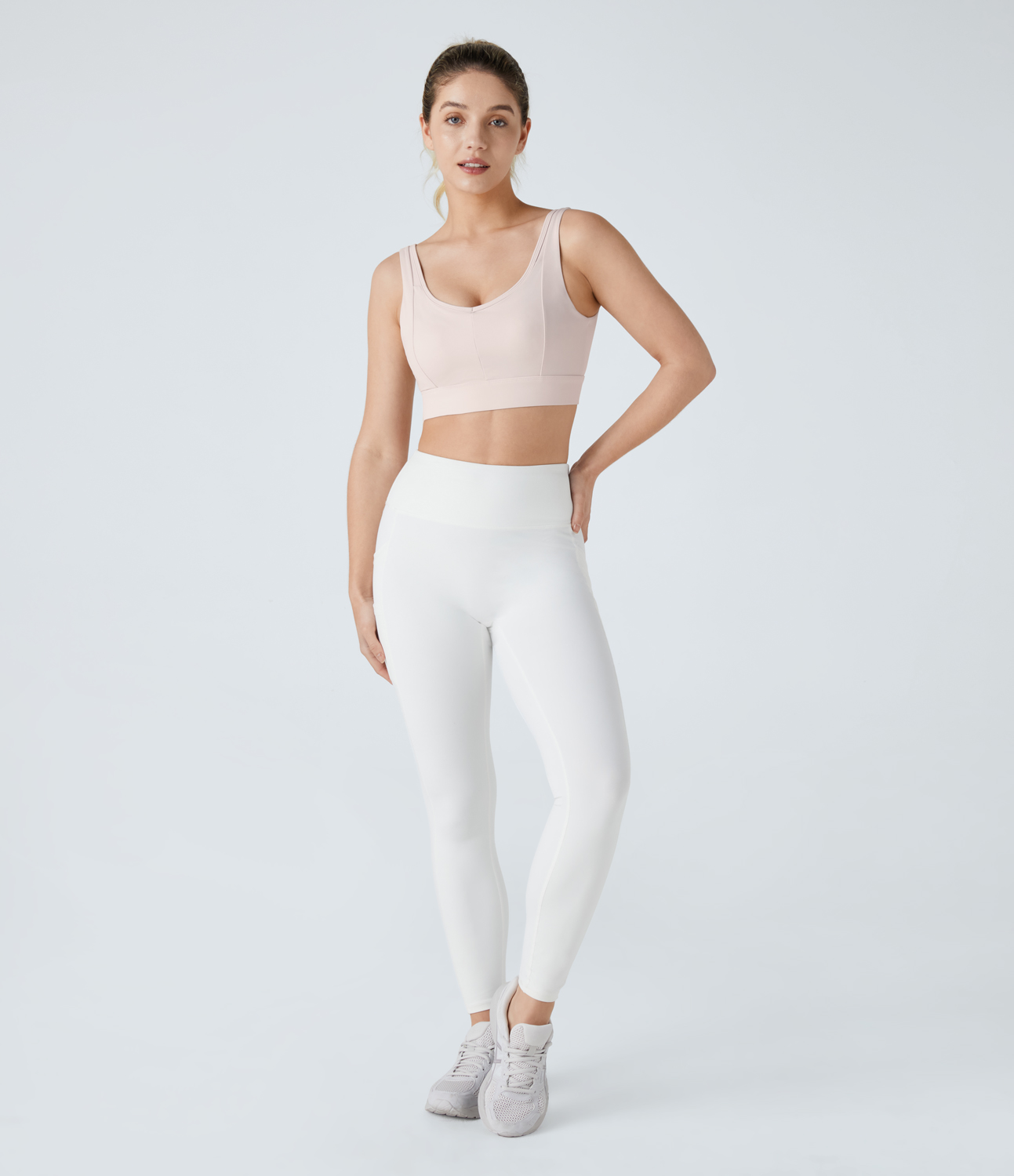 Halara Medium Support U Neck Backless Adjustable Buckle Running Sports Bra  - Almost Mauve - XS push up bra strapless bra backless bra 