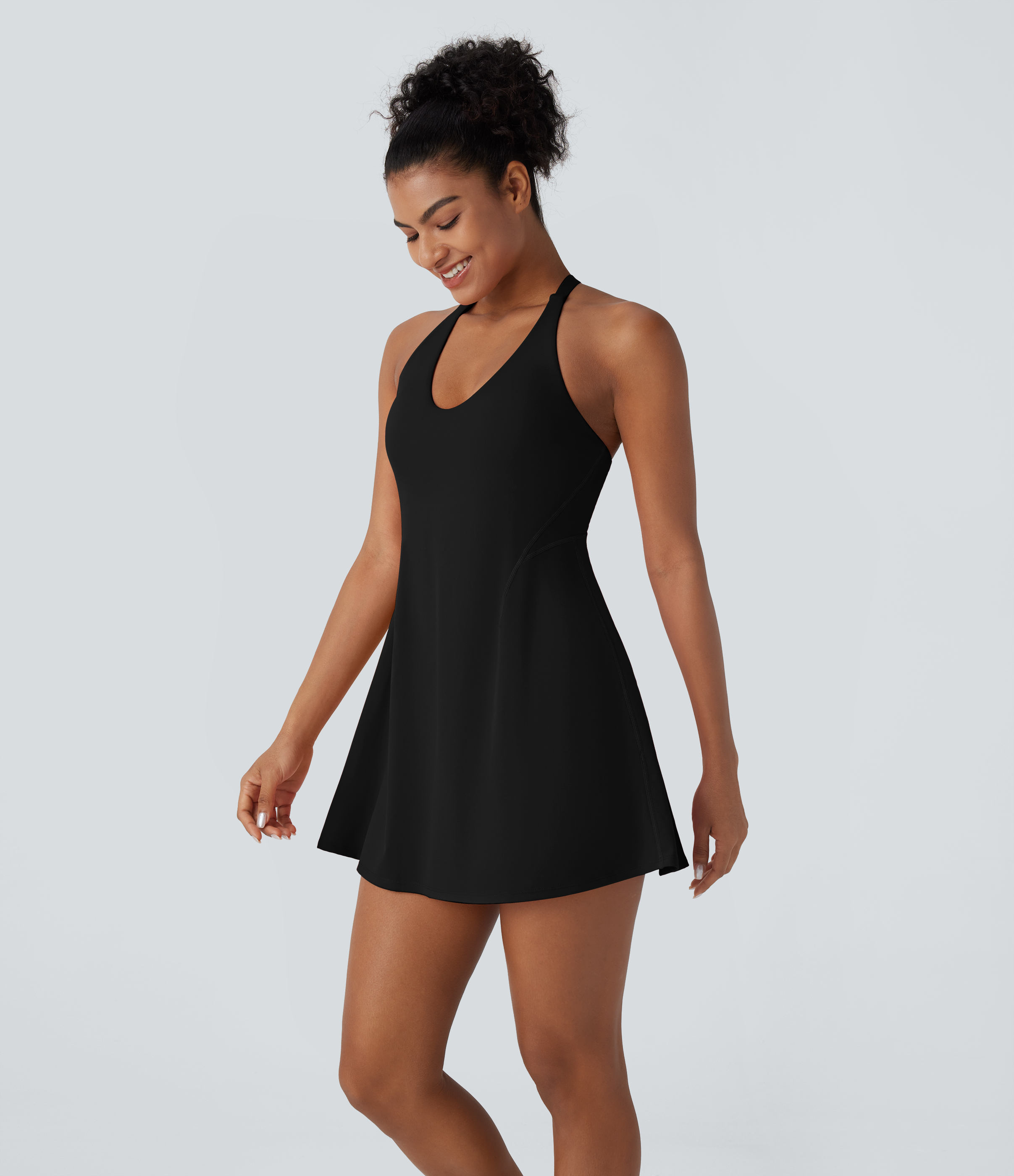 Halara Softlyzeroв„ў Plush Molded Cups Adjustable Strap Backless Dance Active Dress-Easy Peezy Edition Workout Dress - Black - S 