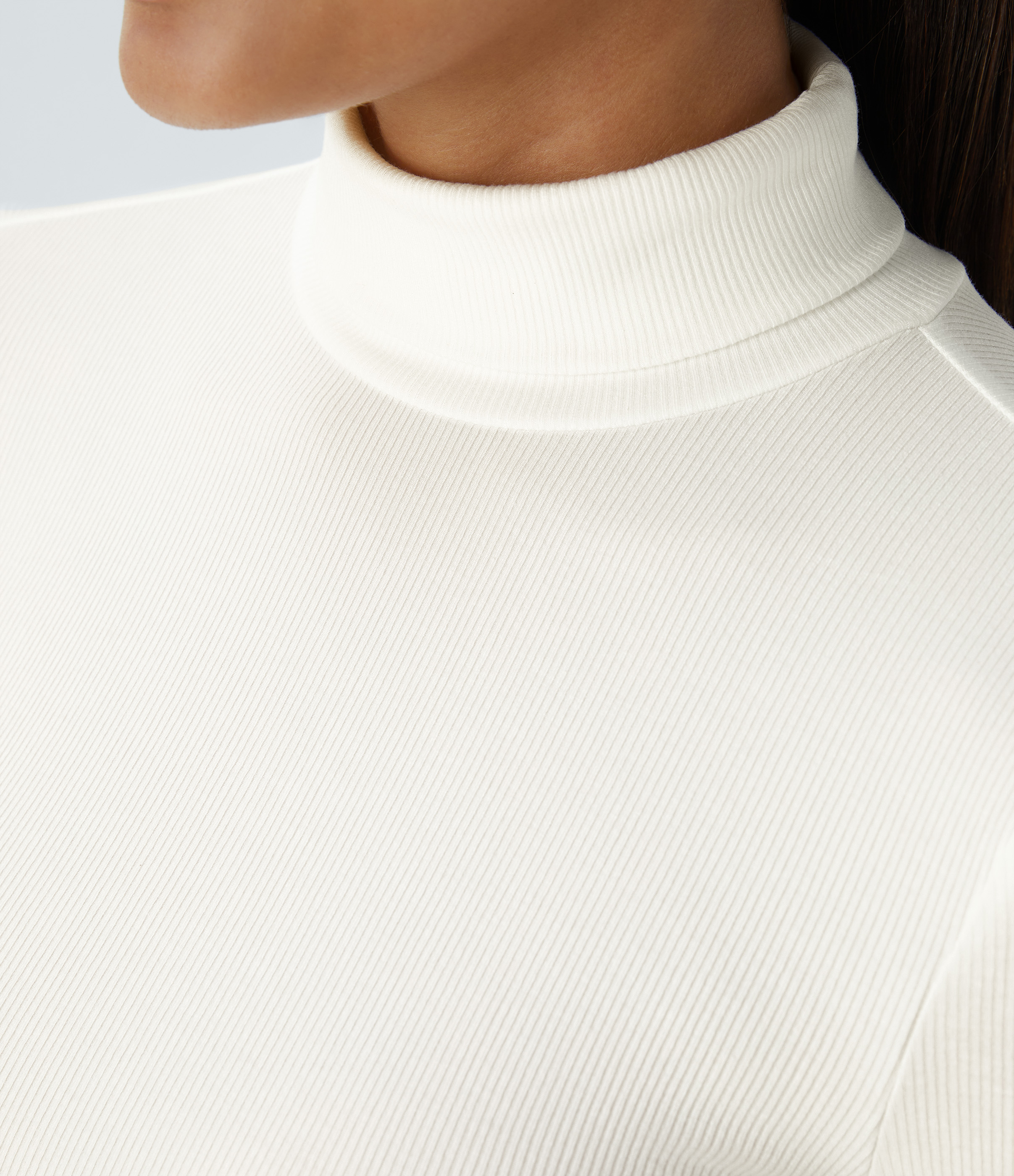 Halara Ribbed Knit High Collar Long Sleeve Casual Top Tank Top - White - XL golf tops halter top tunic tops sleeveless tops backless top 