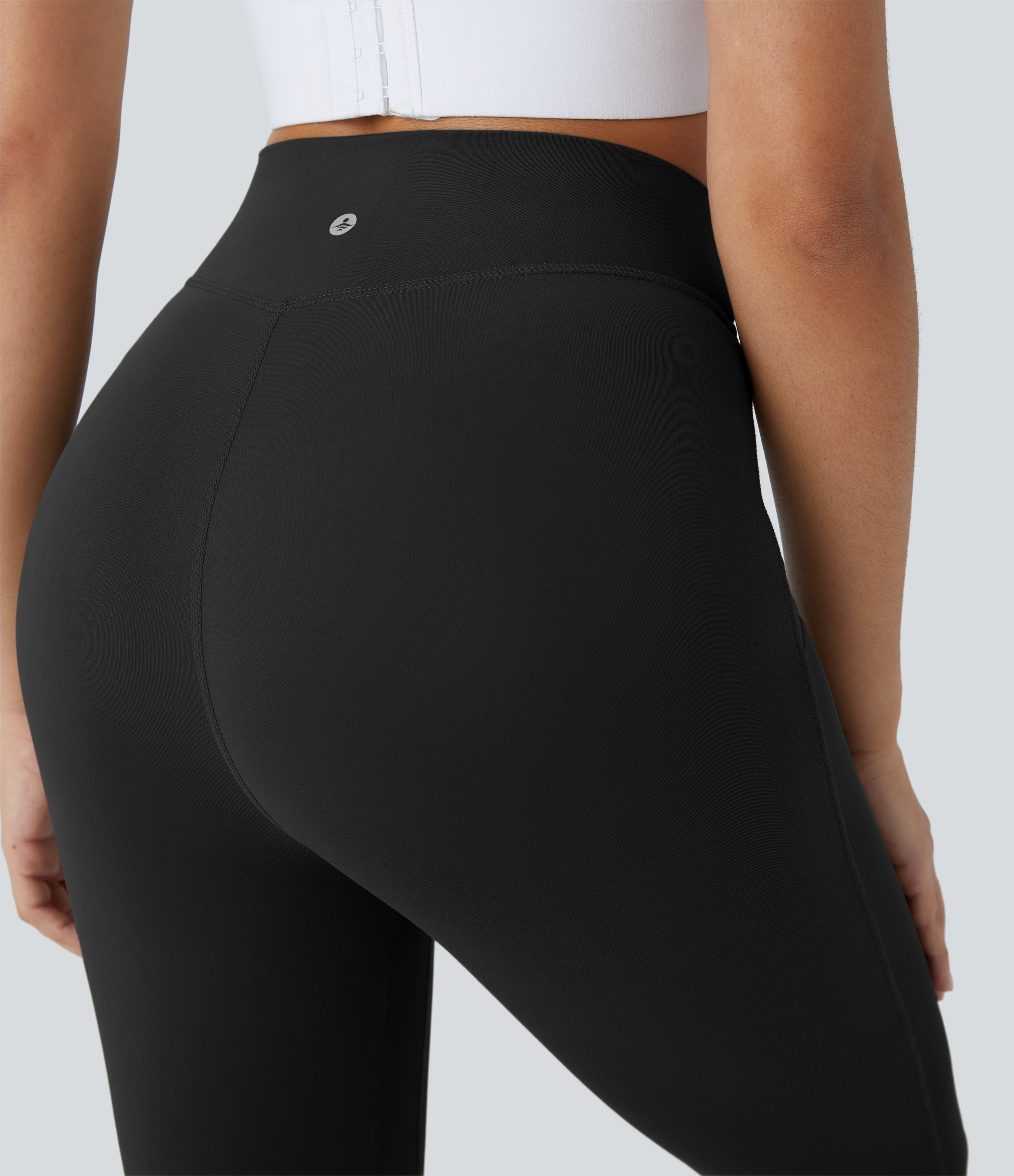 Halara Softlyzeroв„ў High Waisted Contrast Mesh Crisscross Lace Up Yoga 7/8 Leggings  - Black - L(7/8) gym leggings leggings with pockets 