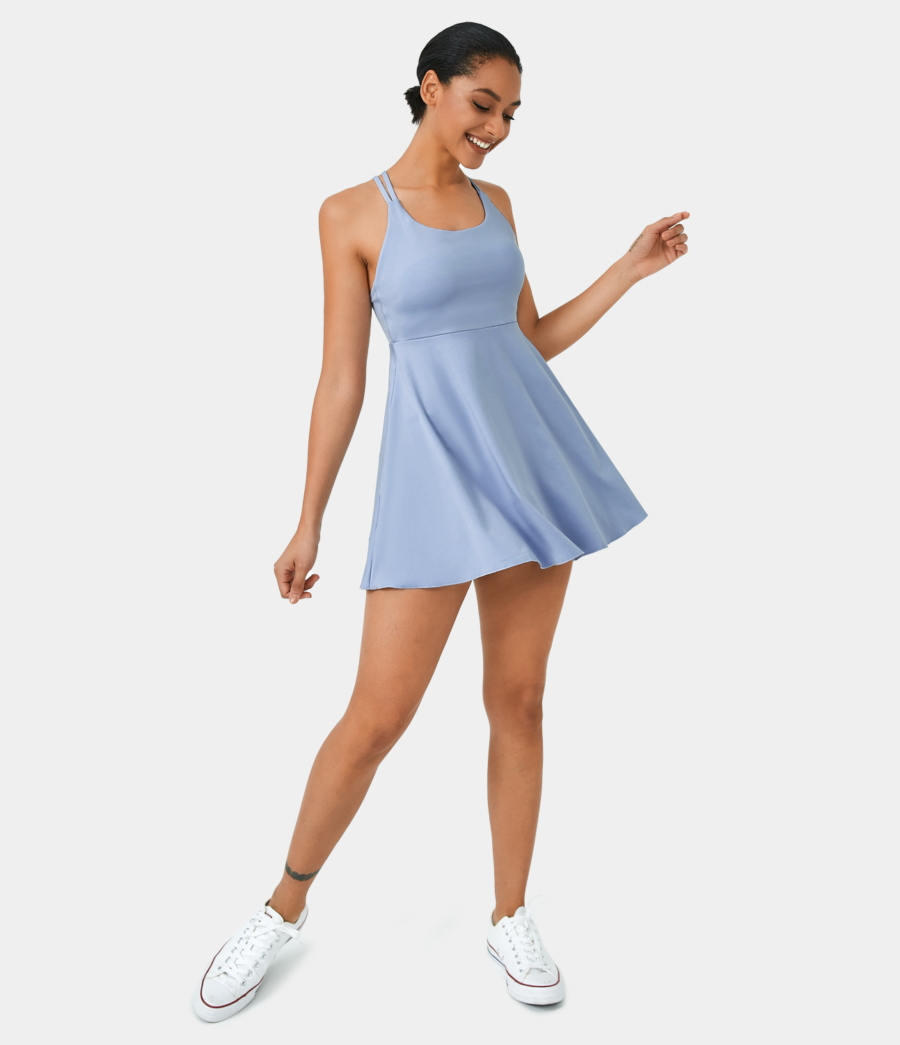 Women's Crisscross 2-Piece Set Side Pocket Flared Sports Dress - HALARA