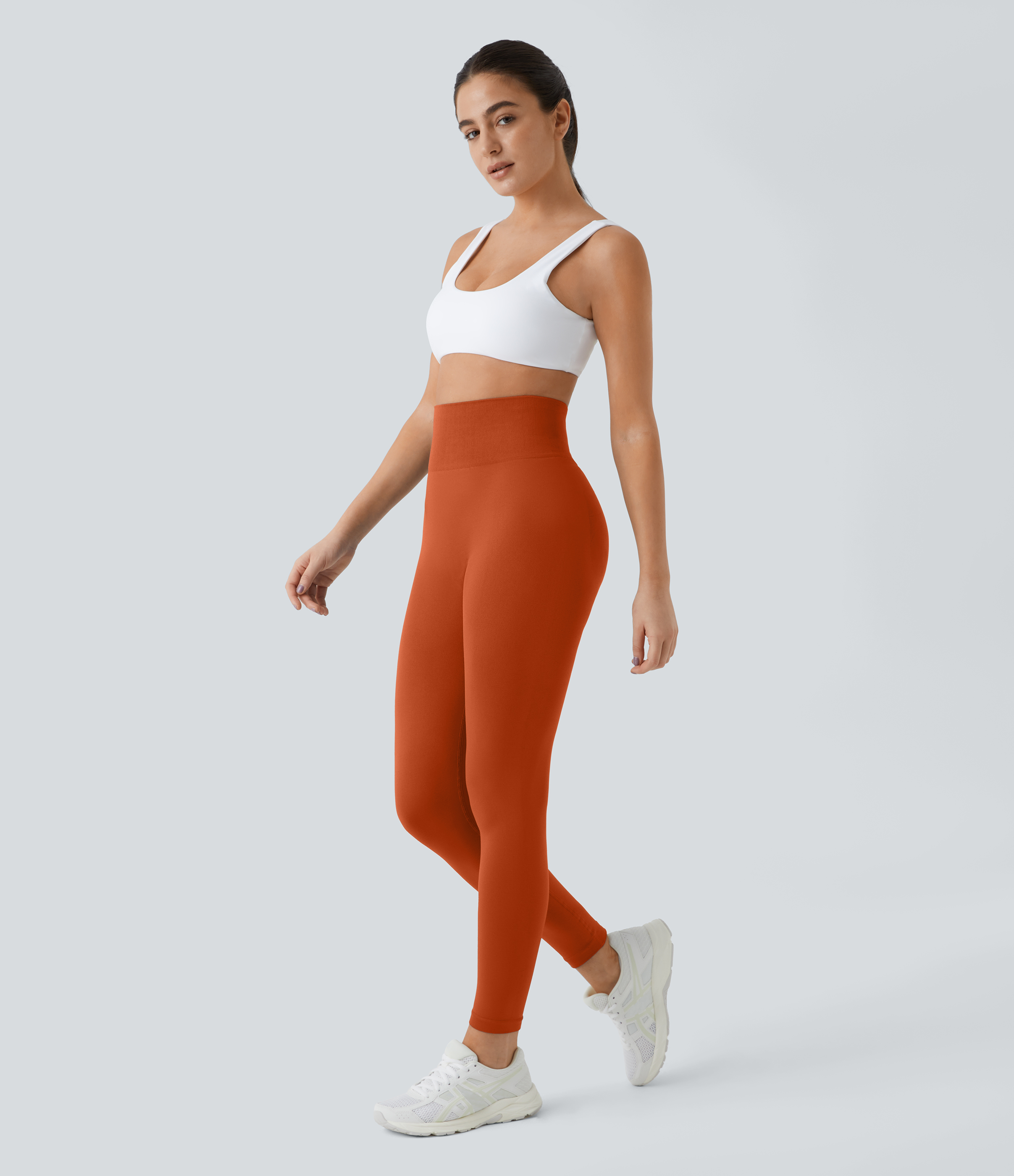 Halara Seamless Flow High Waisted Plain Butt Lifting Leggings  - Potter`s Clay - L(full_length) gym leggings leggings with pockets 