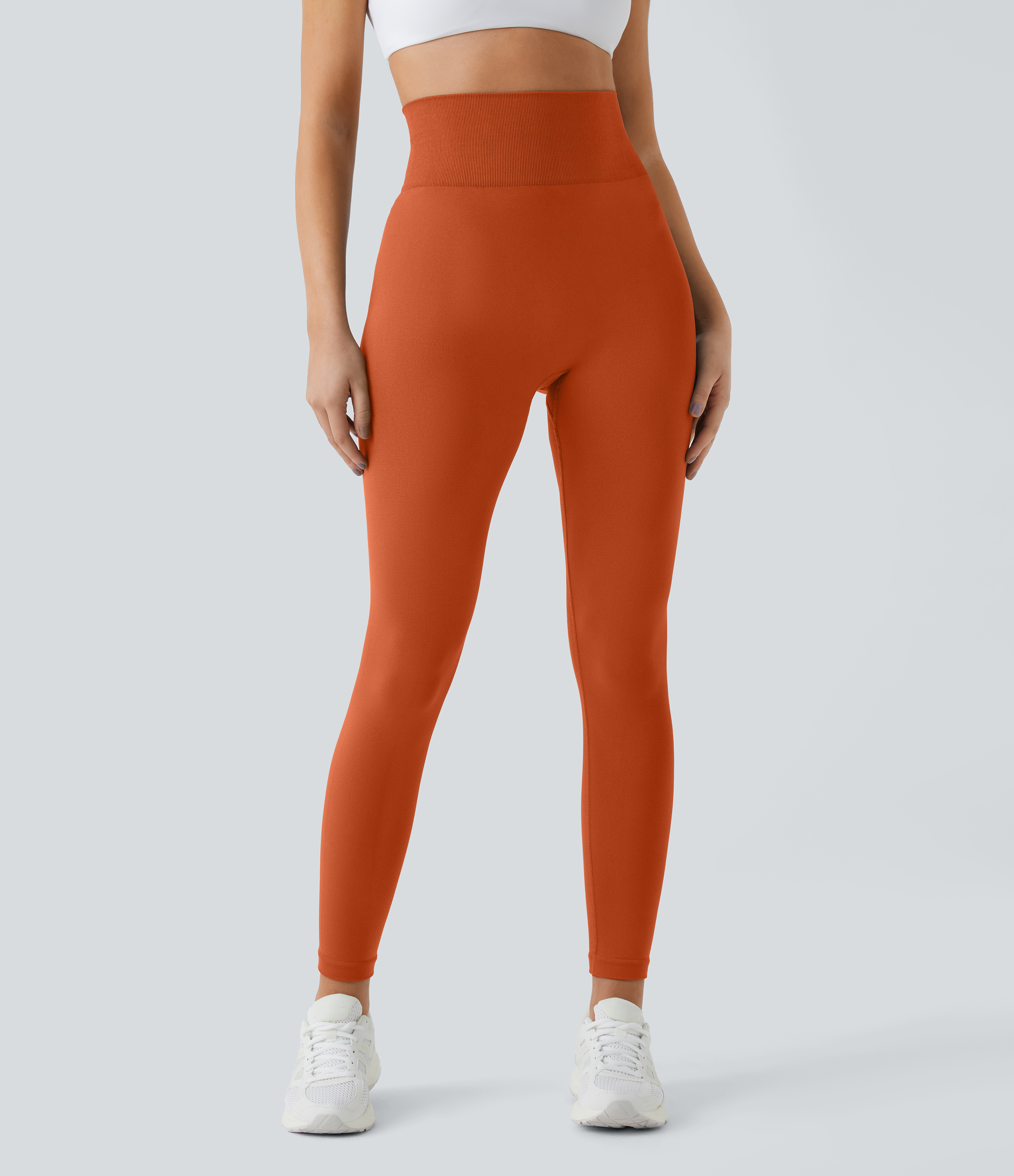 Halara Seamless Flow High Waisted Plain Butt Lifting Leggings  - Potter`s Clay - L(full_length) gym leggings leggings with pockets 