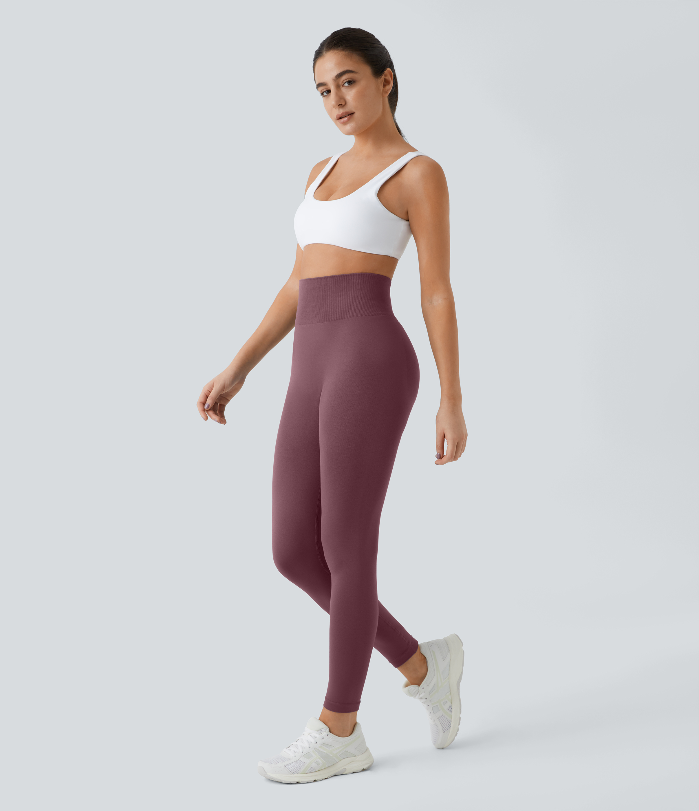Halara Seamless Flow High Waisted Plain Butt Lifting Leggings  - Red Mahogany - M(7/8) gym leggings leggings with pockets 