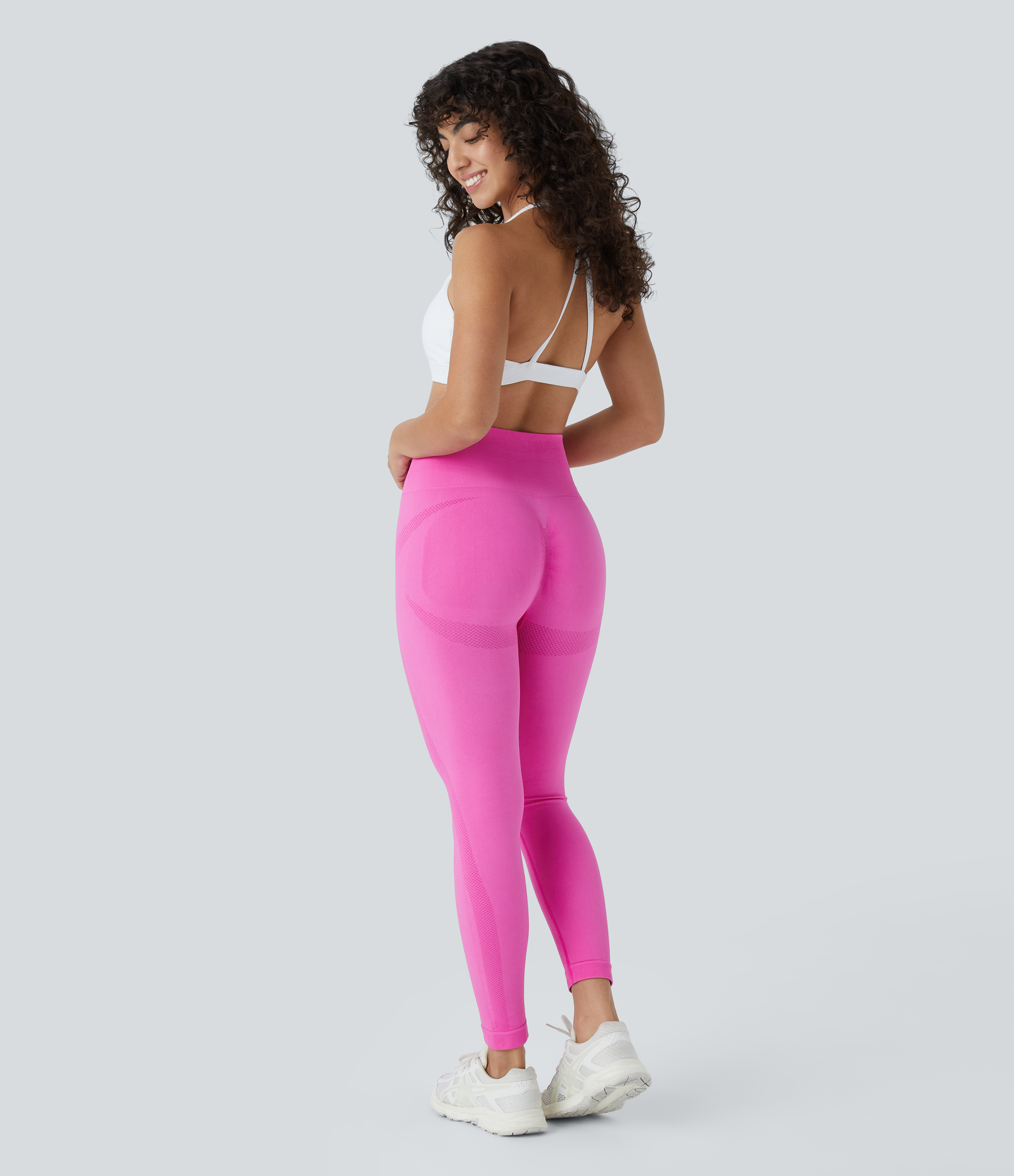 Halara Seamless Flow High Waisted Ruched 7/8 Yoga Leggings  - Fuchsia Fedora - XS(7/8) gym leggings leggings with pockets 
