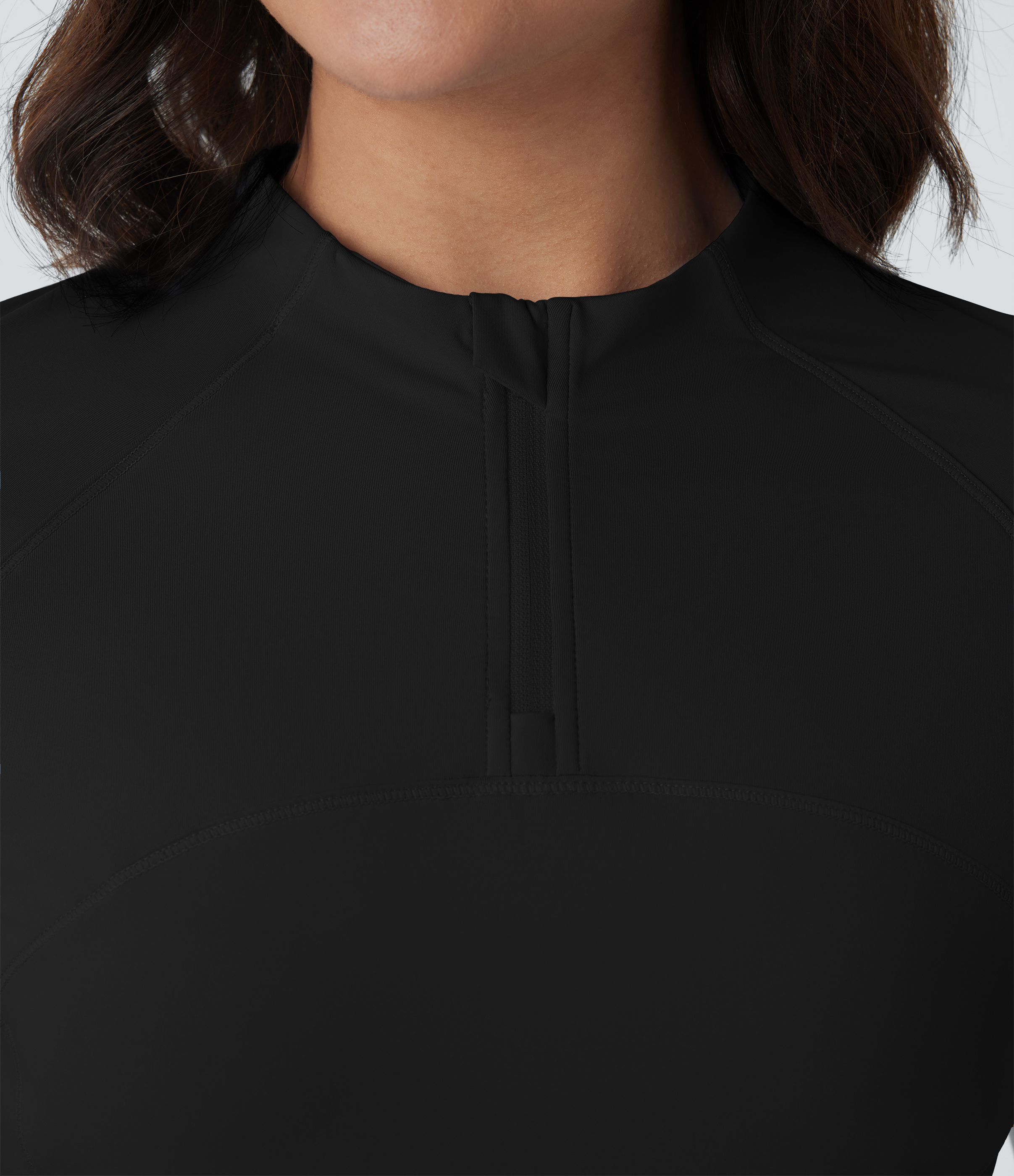 Halara Stand Collar Zipper Side Pocket Curved Hem Golf Sports Top  - Black - XL 