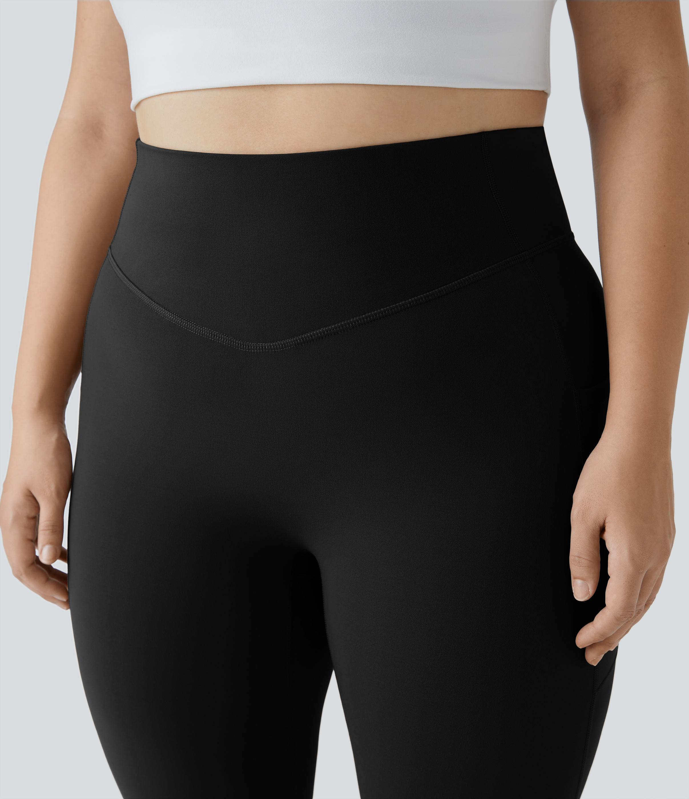 Halara UltraSculptв„ў High Waisted Side Pocket Plus Size Shaping Training Capri Leggings  - Black - 1X 