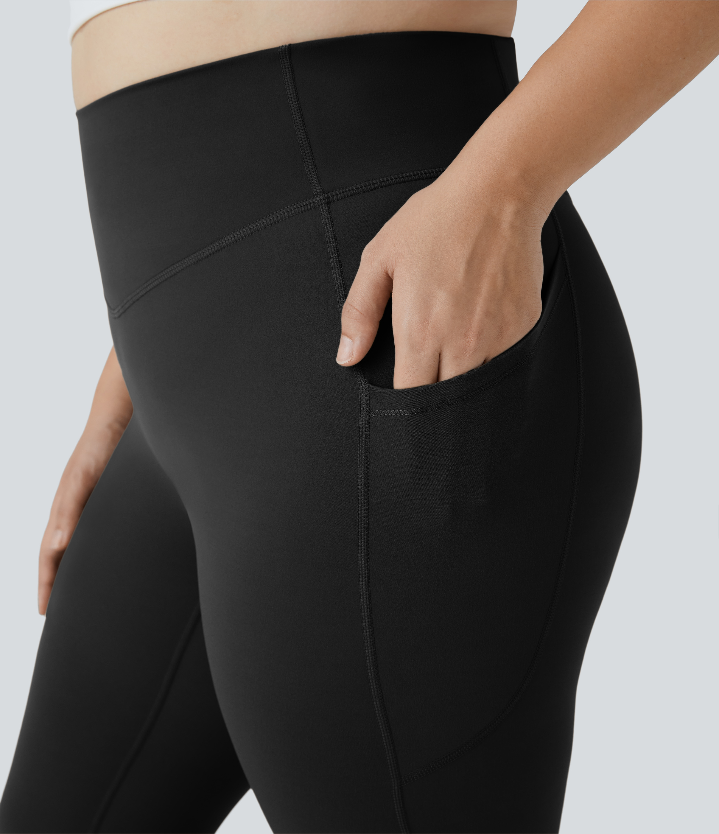 Halara UltraSculptв„ў High Waisted Side Pocket Plus Size Shaping Training Capri Leggings  - Black - 1X 