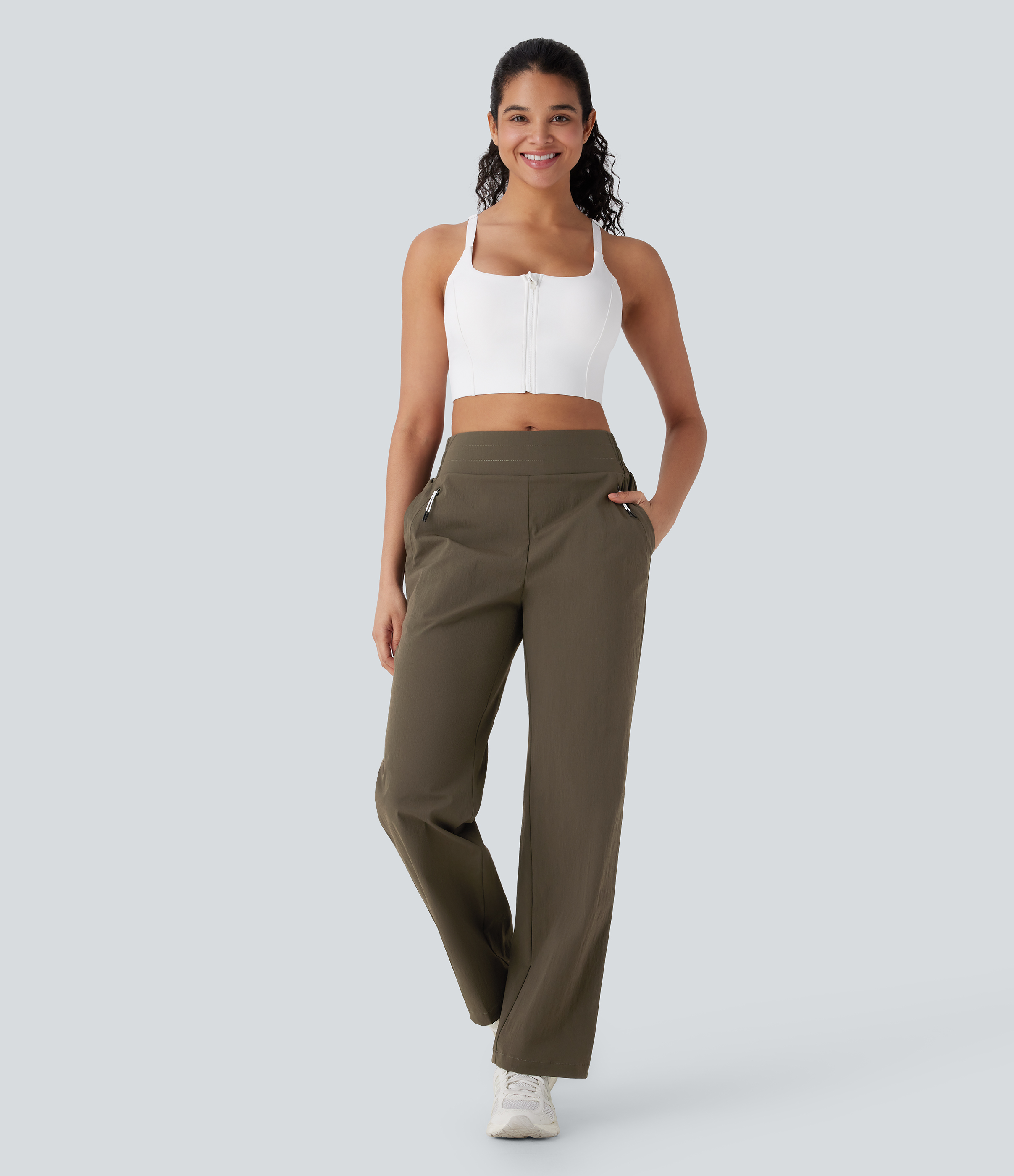 Halara Wear-Resistant Mid Rise Side Pocket Straight Leg Dance Pants  - Twilight Green - S(regular) 